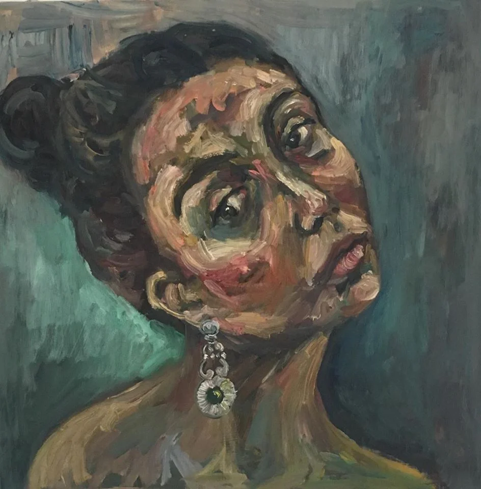 Earing portrait-50x50 cm-Oil on canvas-2016-Dubai