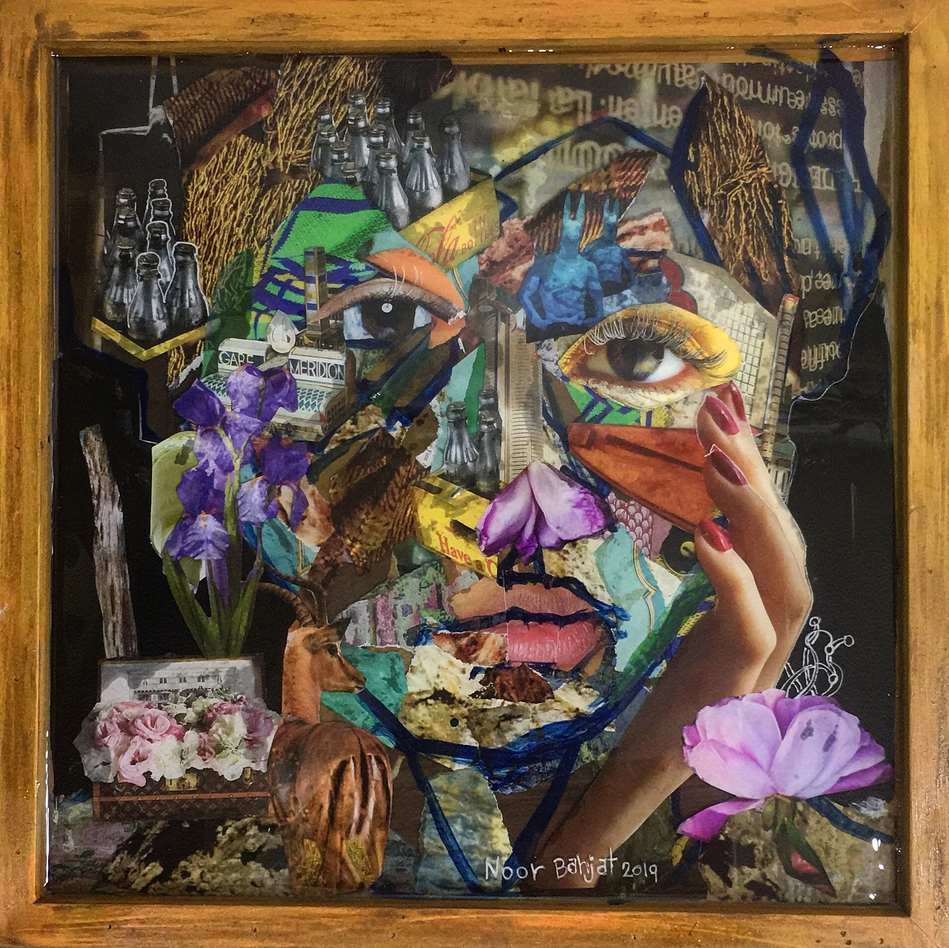 Self representation -35 x35 cm-Collage in a wooden box 2019-Dubai