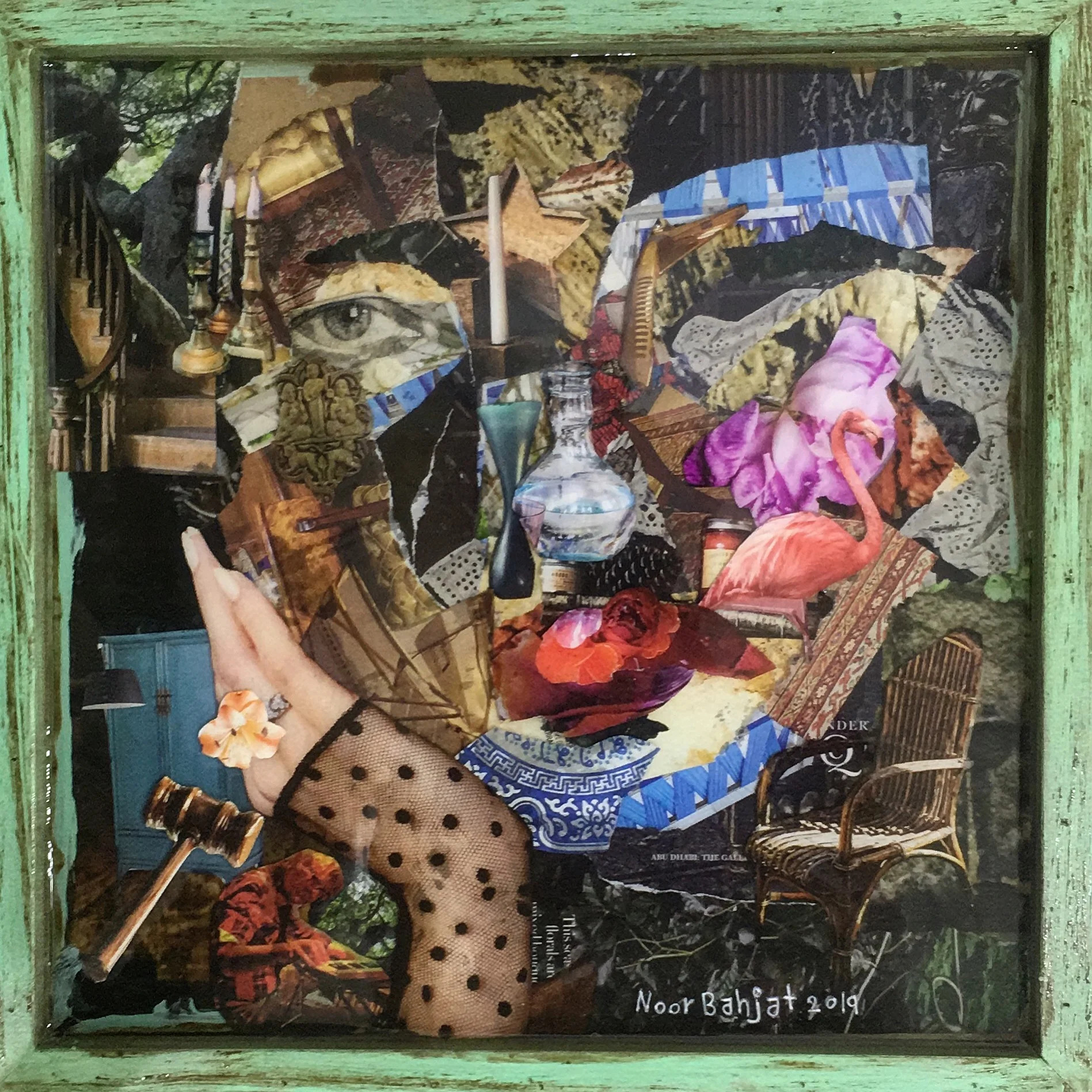 Self representation -35 x35 cm-Collage in a wooden box 2019-Dubai
