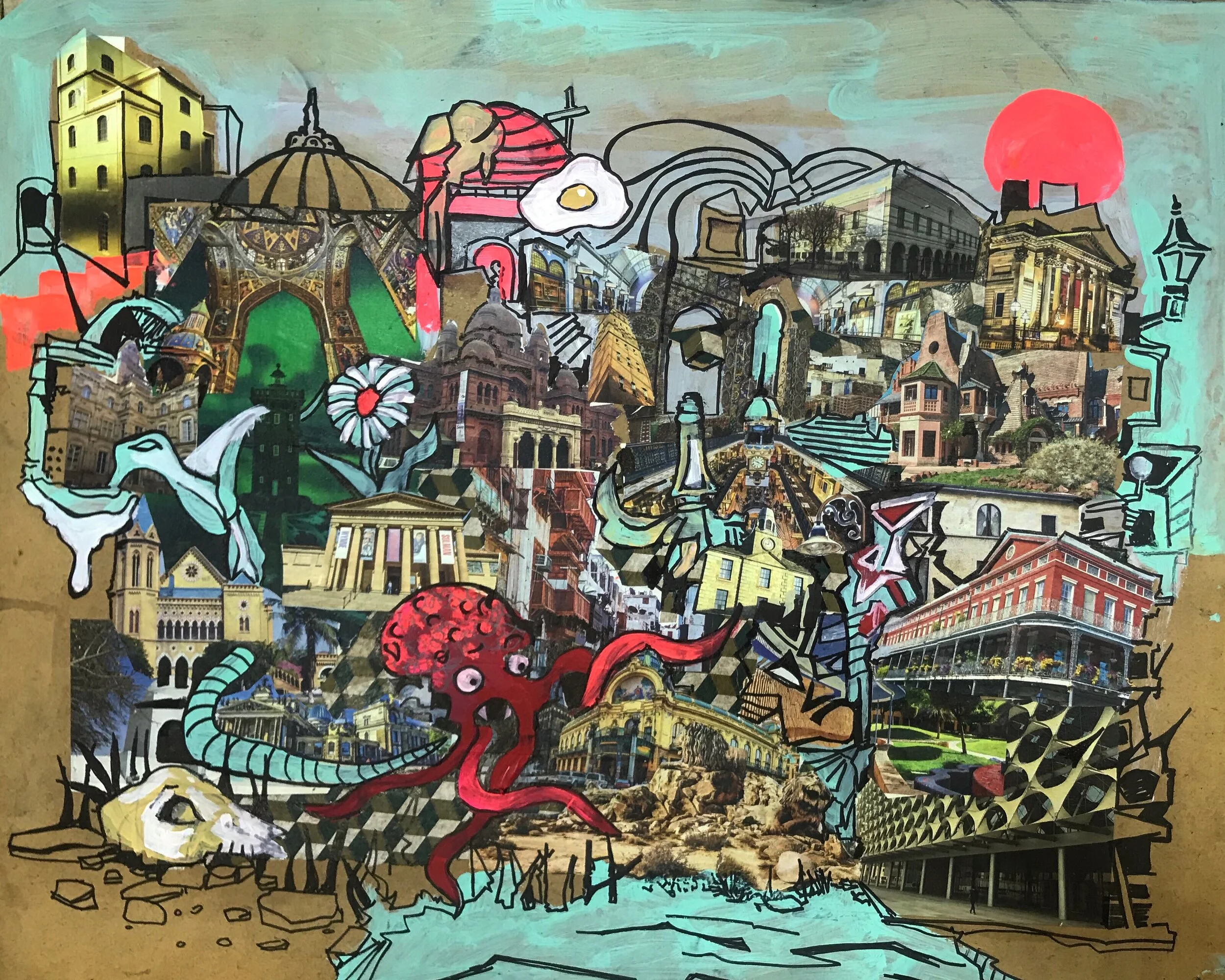 Childish civilazations-Mixwd Media on wood-30x40cm-2019-Dubai