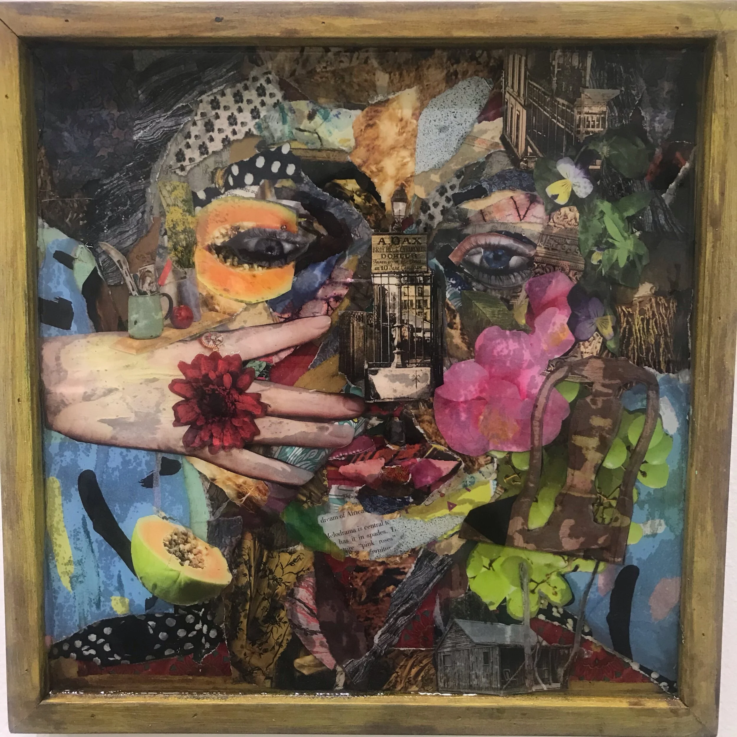 Self representation -35 x35 cm-Collage in a wooden box 2019-Dubai