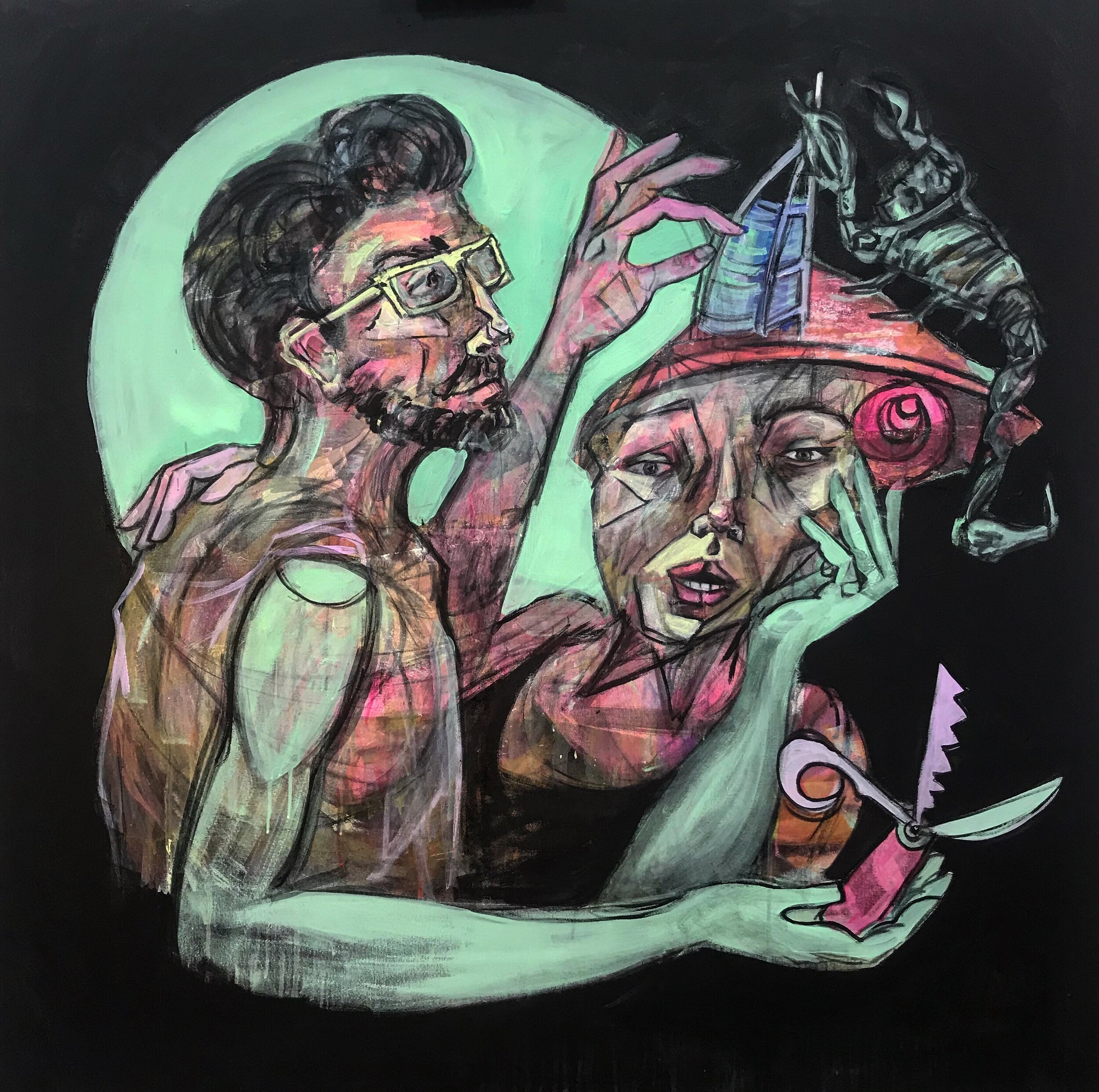 Scorpio -120x120cm-Acrylic and charcoal on canvas-2019-Dubai