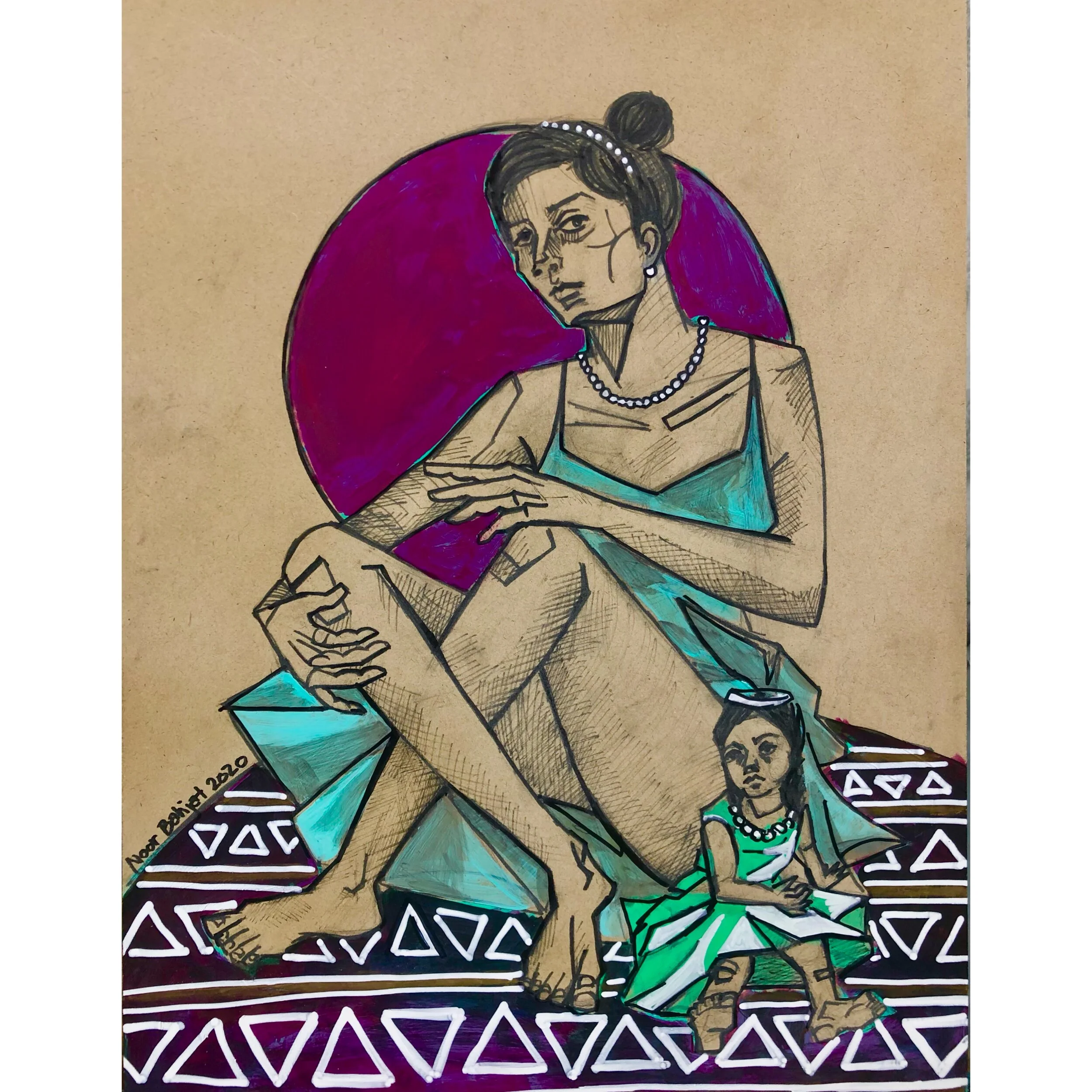 Unity -35x25 cm-Ink and Acrylic on wood-2020-Dubai