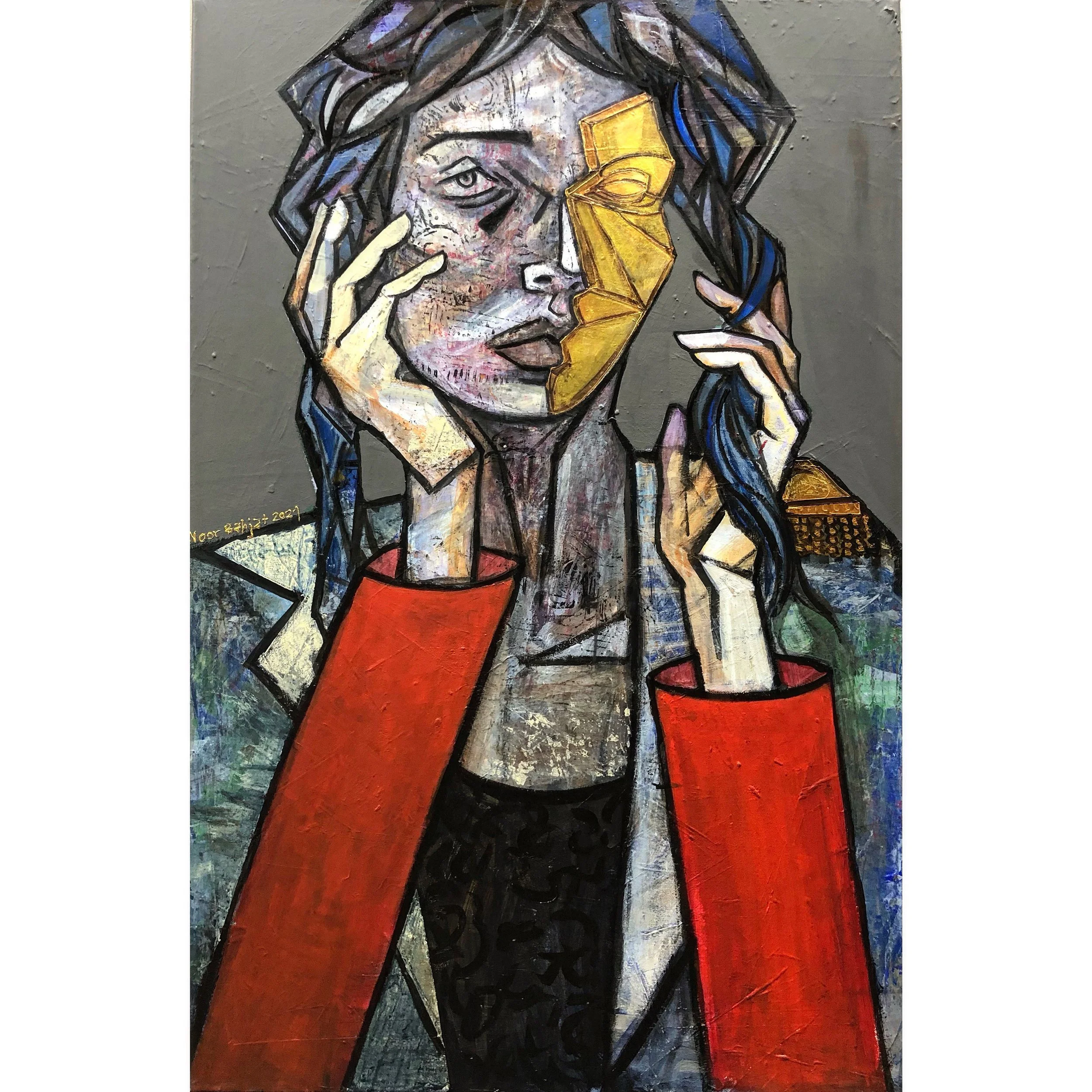 Blue hair-90x60 cm-Acrylic on canvas-2021-Dubai