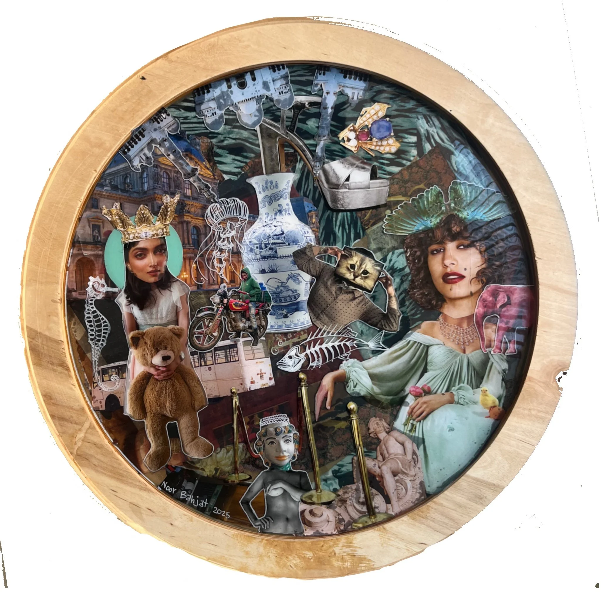 Forgotten dreams-40x40cm-collage and resin in wood box-2025-Dubai