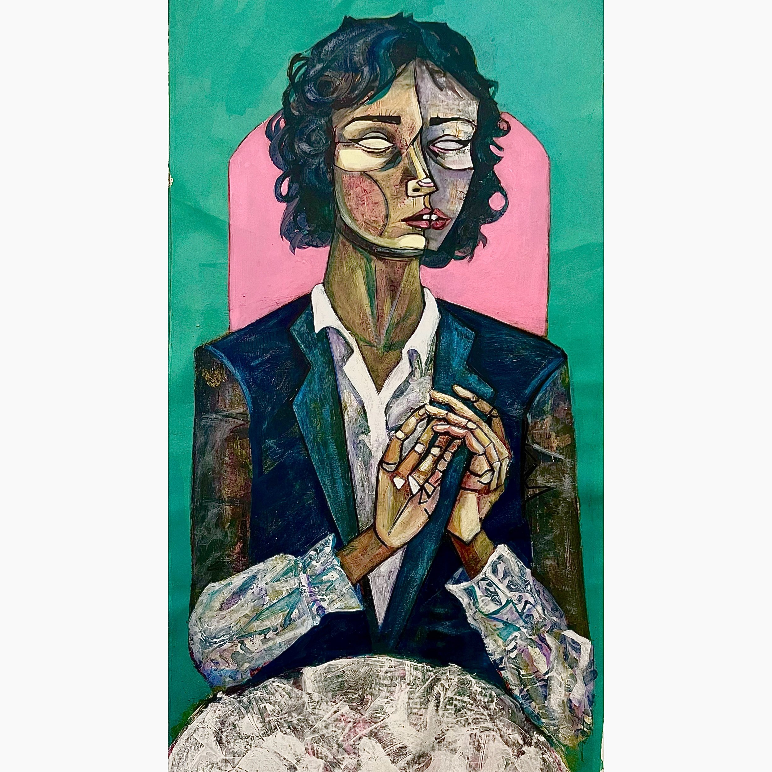 Between Faces, I Pray-95x45cm-Acrylic on canvas-2025-Dubai