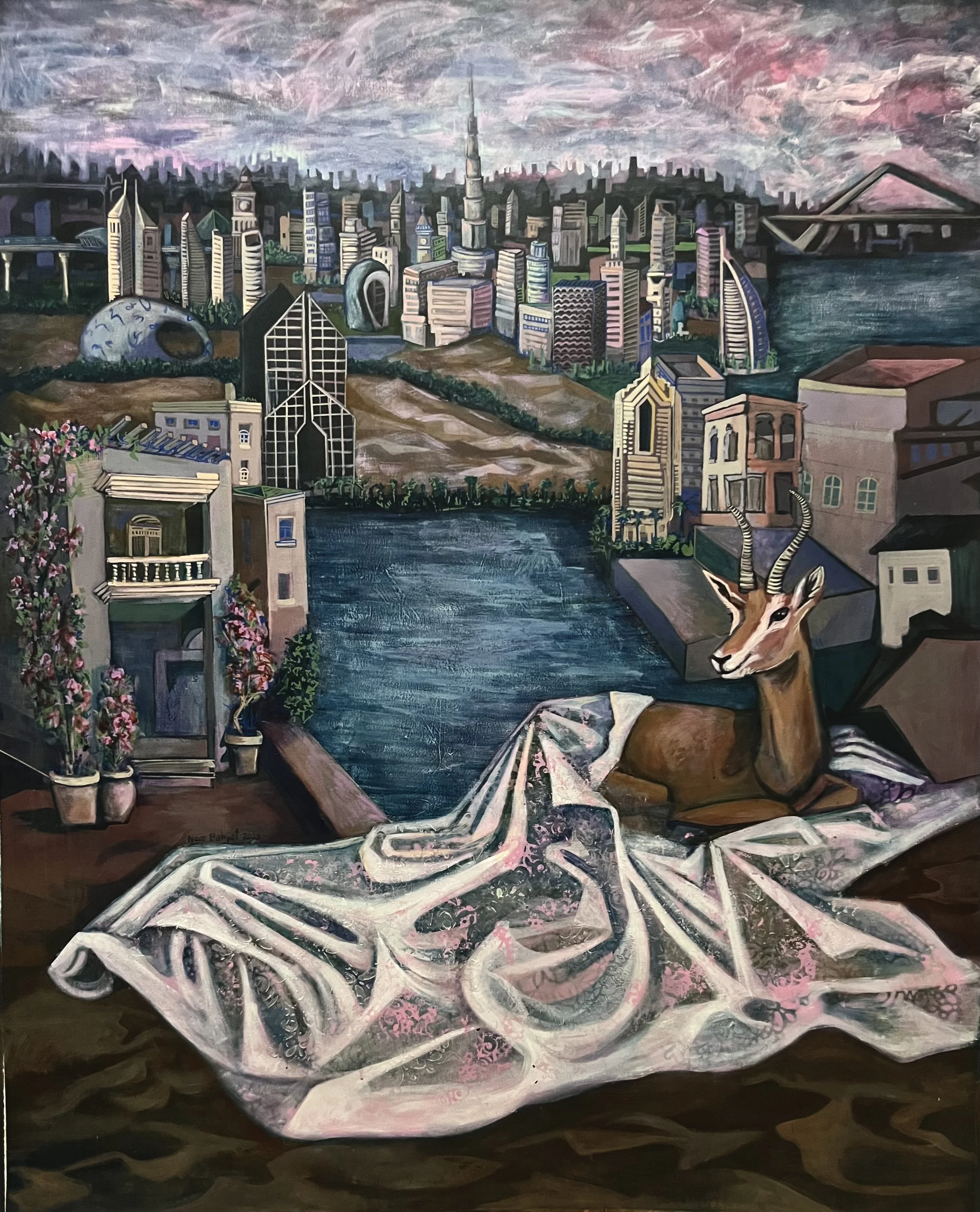Luxirious city -180x150cm-Acrylic on canvas-2023-Dubai