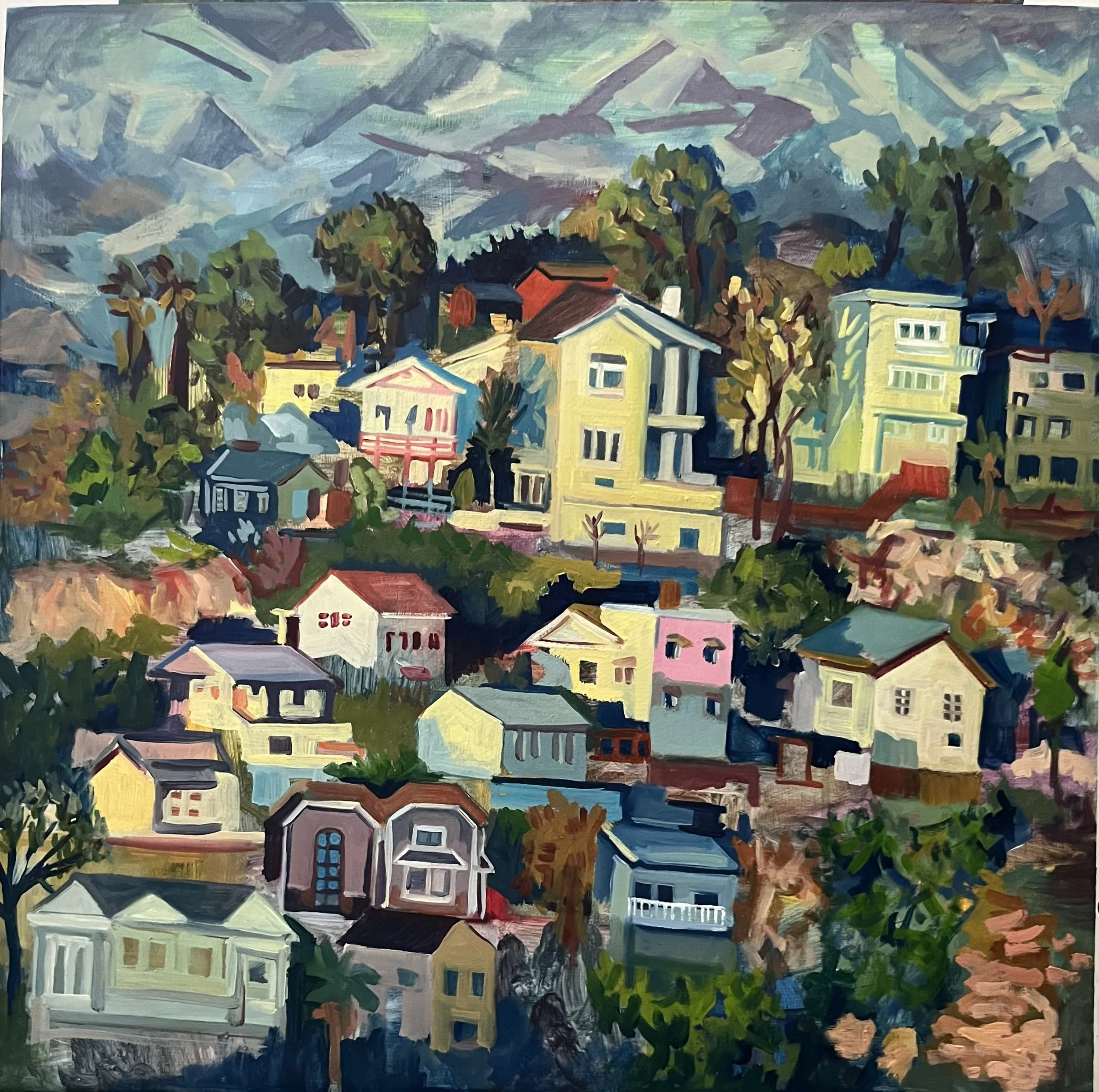 Vally town-60x60cm-Oil on wood-2026-Dubai