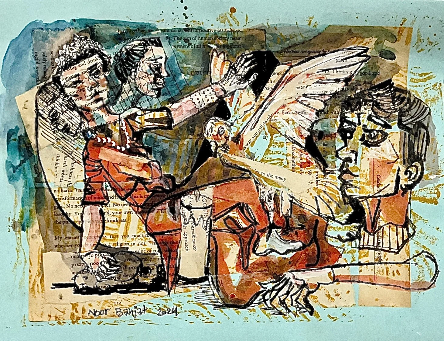  Persona-Mixed media on paper-A3-2024-Dubai 