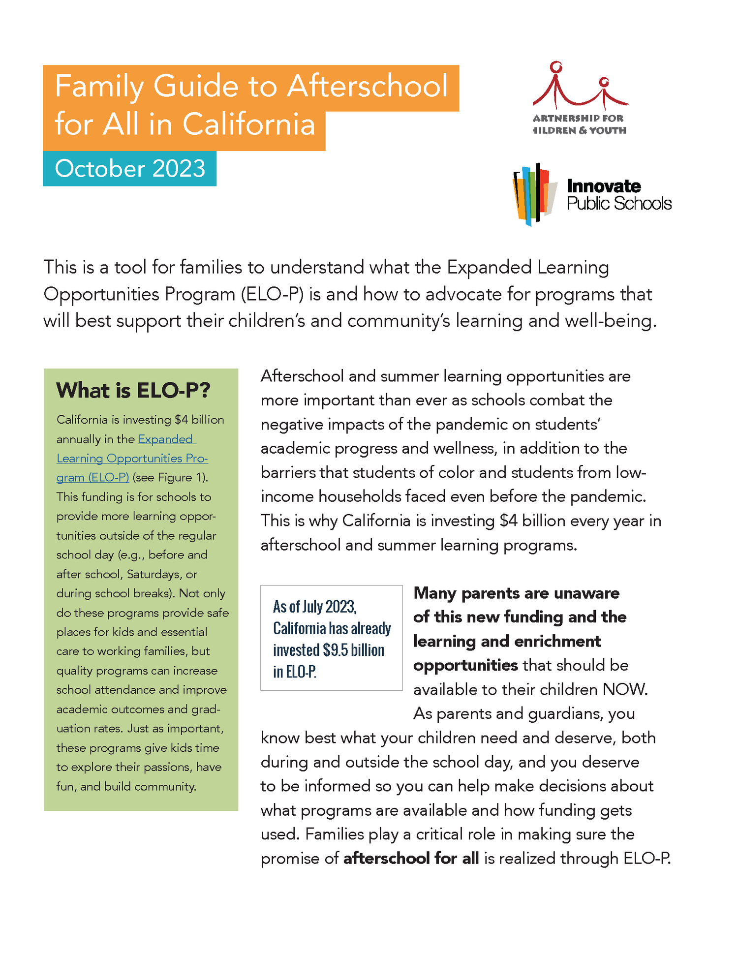 Family Guide to Afterschool for All in California — Partnership for ...