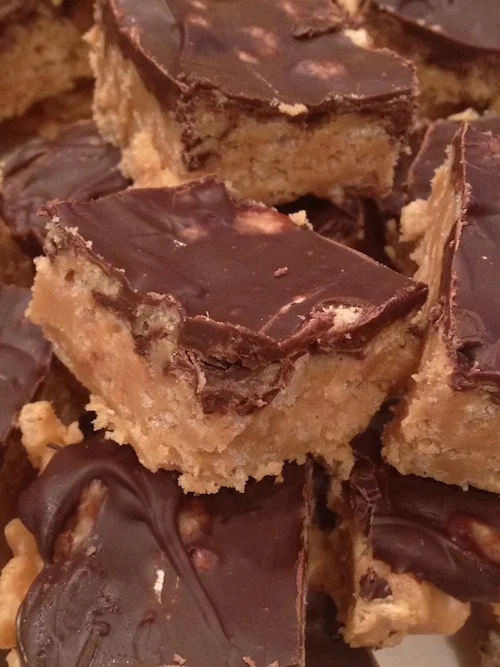 Peanut Butter & Chocolate Rice Krispie Squares