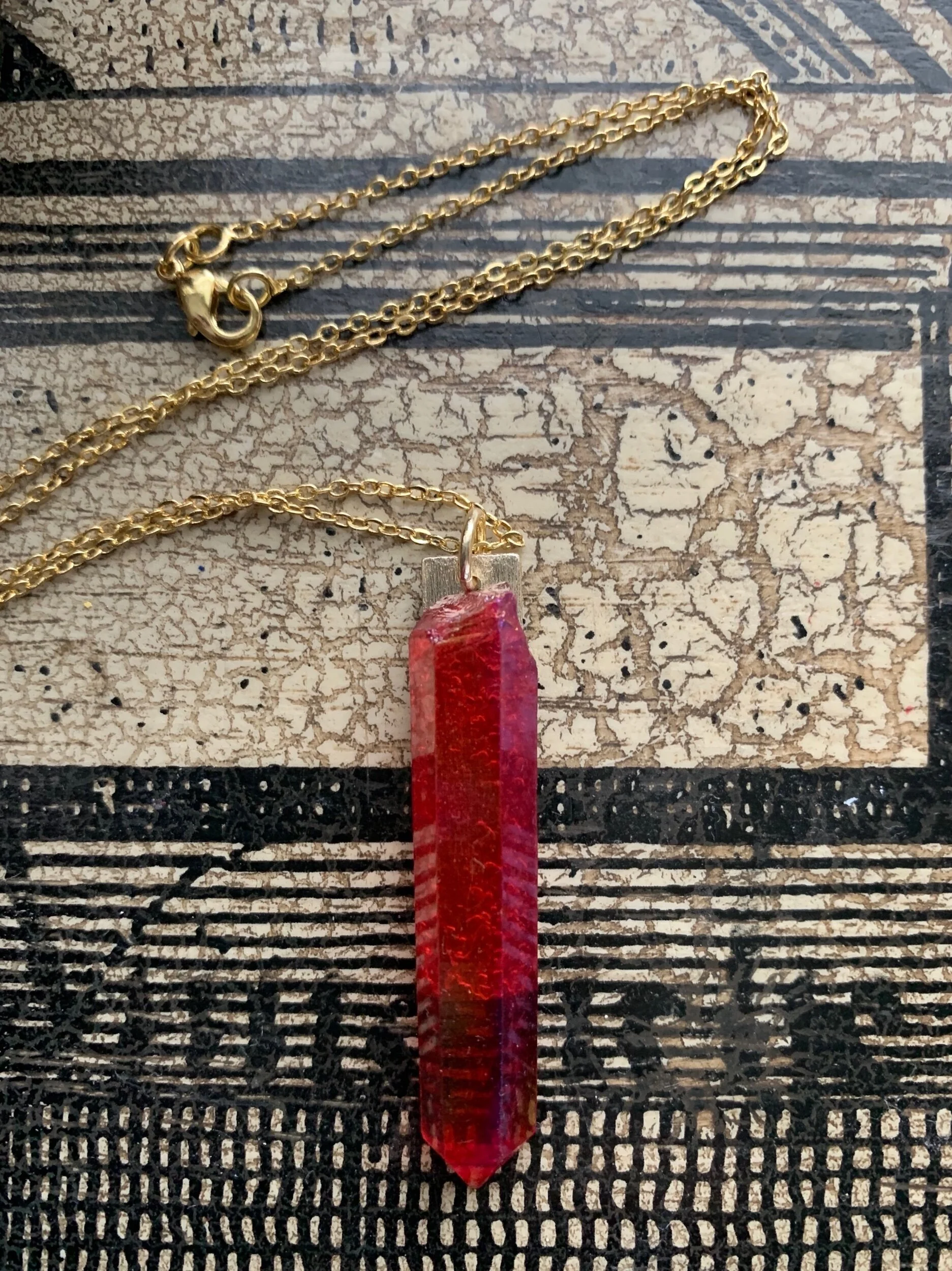 Holiday Ruby Quartz Crystal Necklace