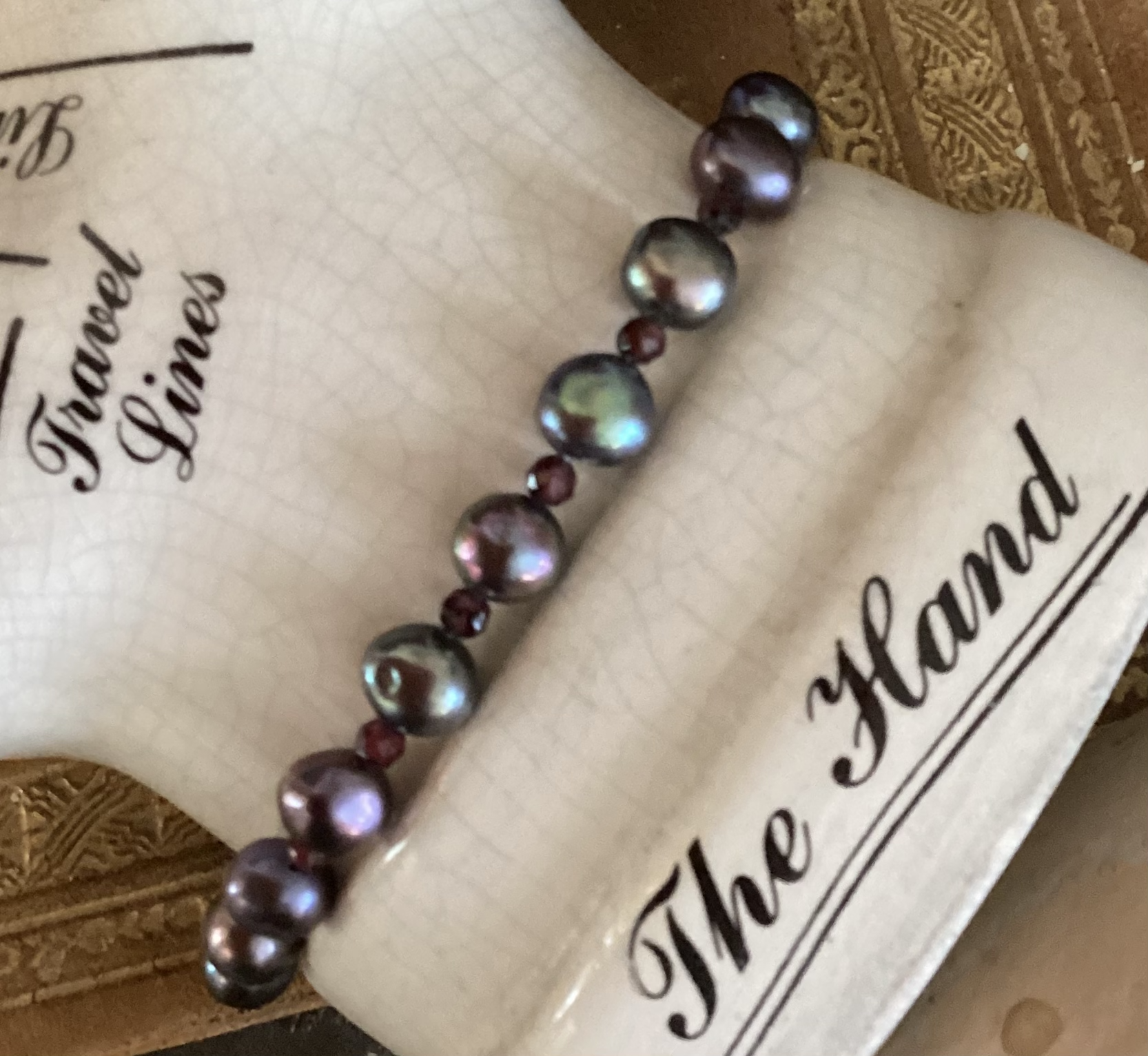 Peacock Pearl & Garnet Bracelet