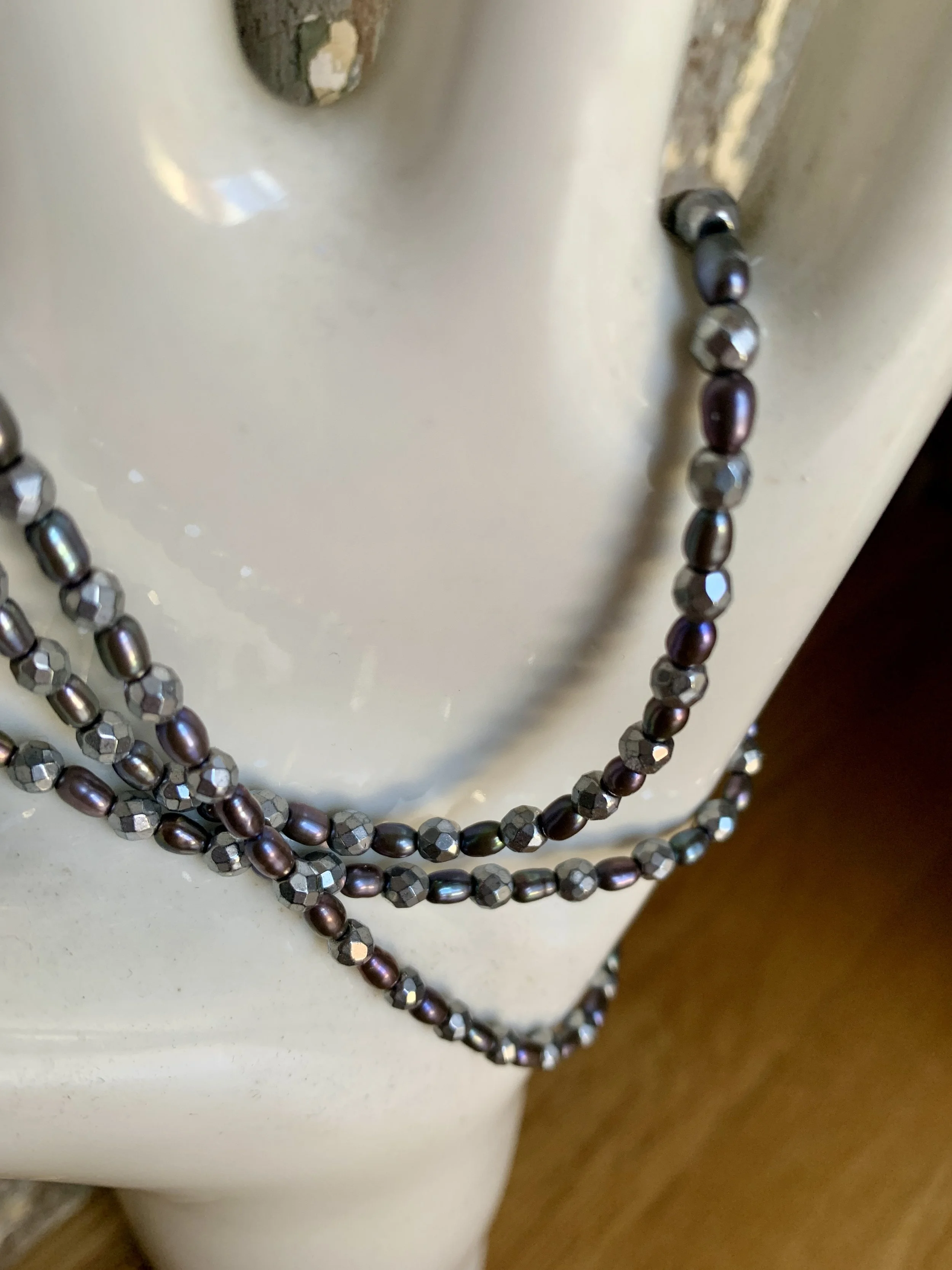 Pearl and Pyrite Necklace