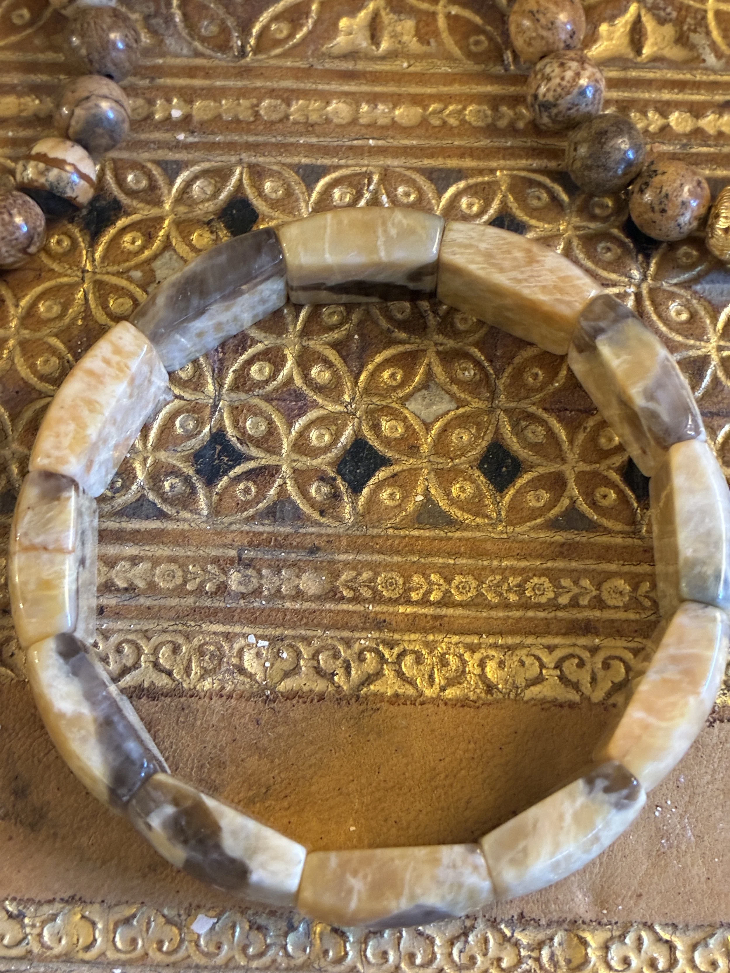 Flower Agate Bangle Bracelet