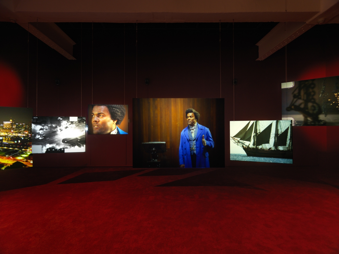 Isaac Julien, Lessons of the Hour–Frederick Douglass . Installation view, 2019. Metro Pictures, New York.
