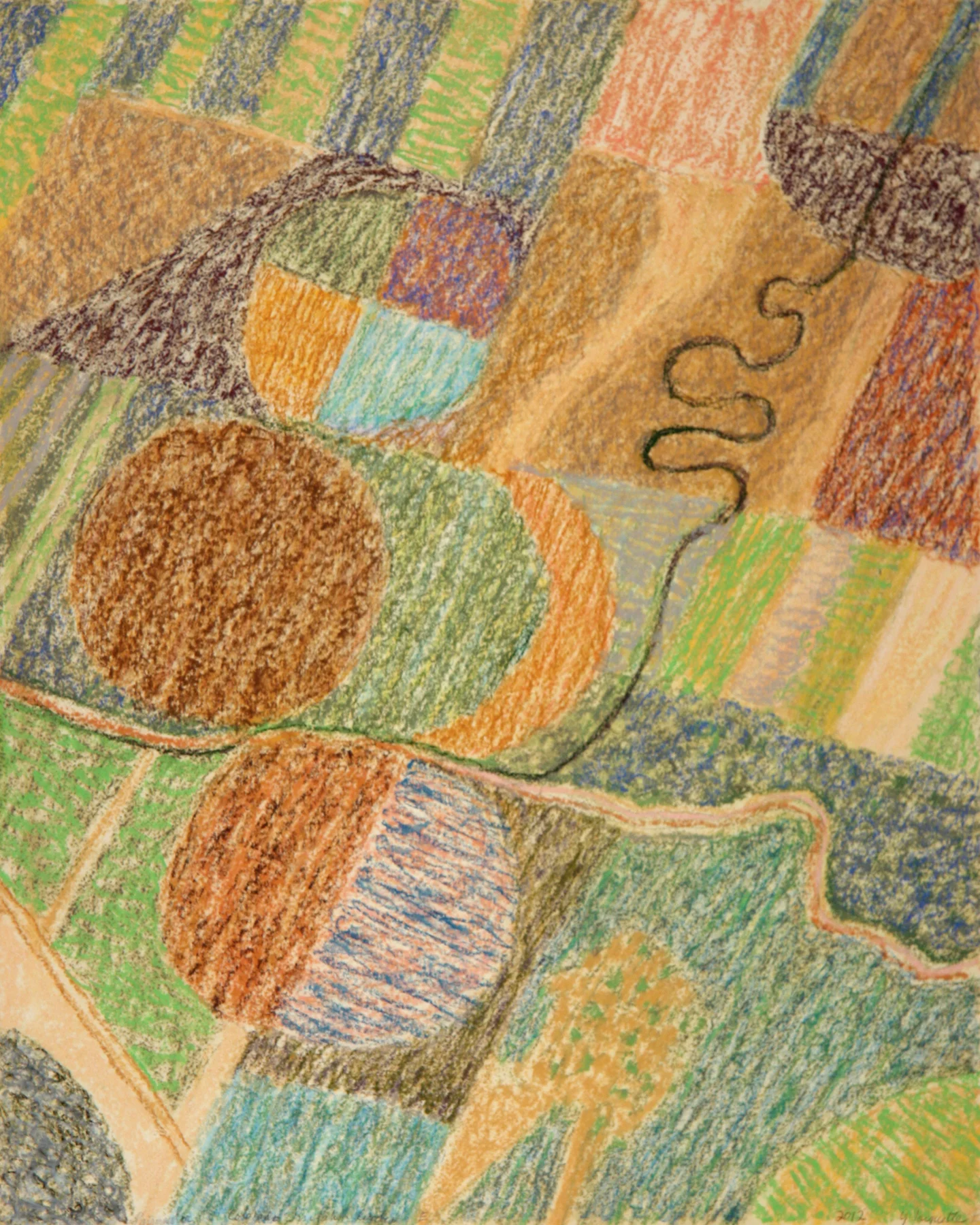 Colorado Irrigation Circles-E 2012, monoprint, hand colored, sh: 28.5"x22", SOLD