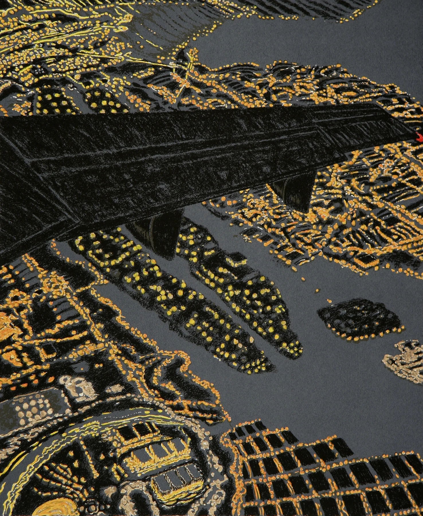 Night View Wing III-B 2008, monoprint, hand colored, sh: 30"x22", SOLD