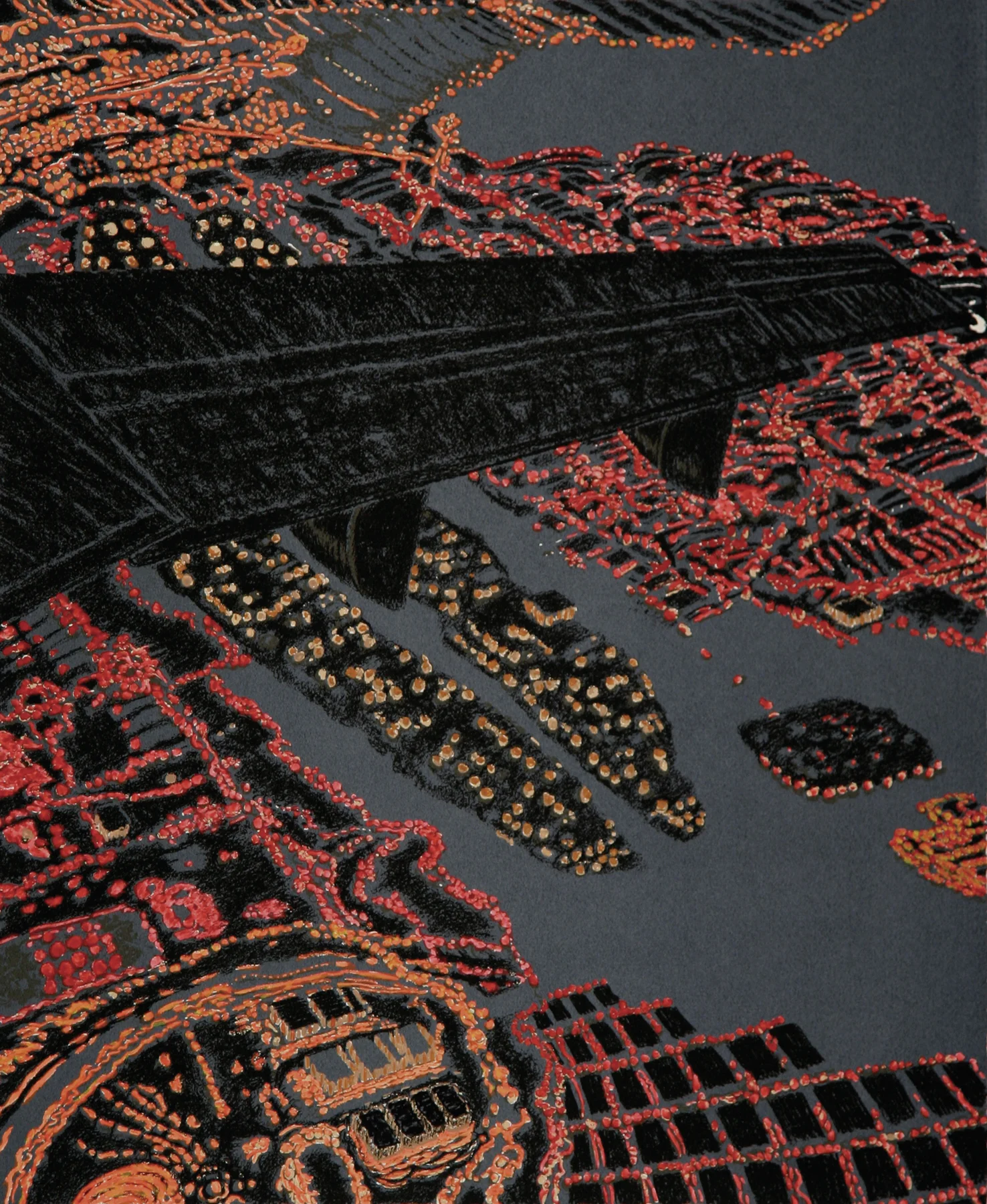 Night View Wing III-A 2008, unique screenprint w/hand coloring, 30" x 22", SOLD
