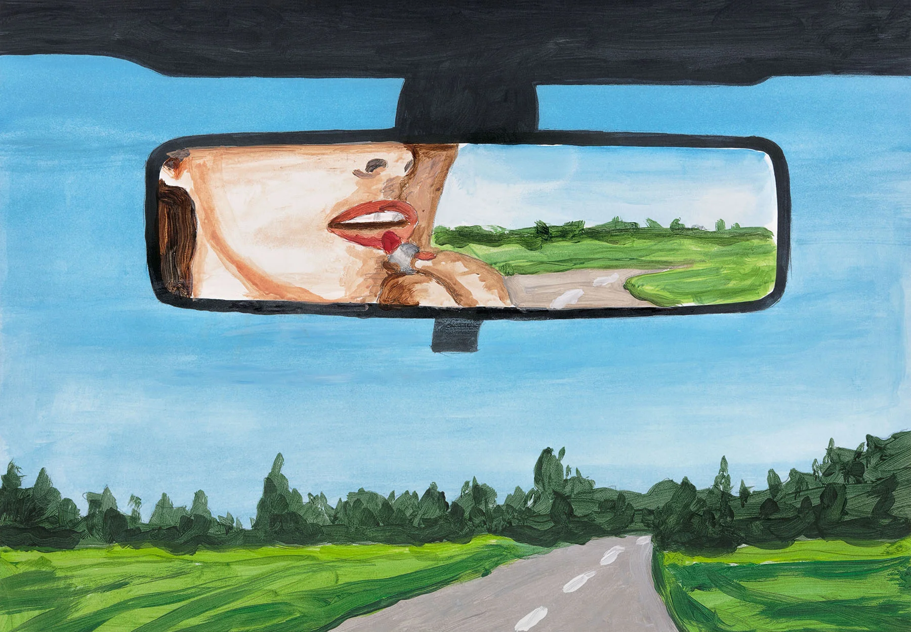 Rear View B 2017, monoprint/uniquely hand painted, 21.75” x 29.75”, SOLD