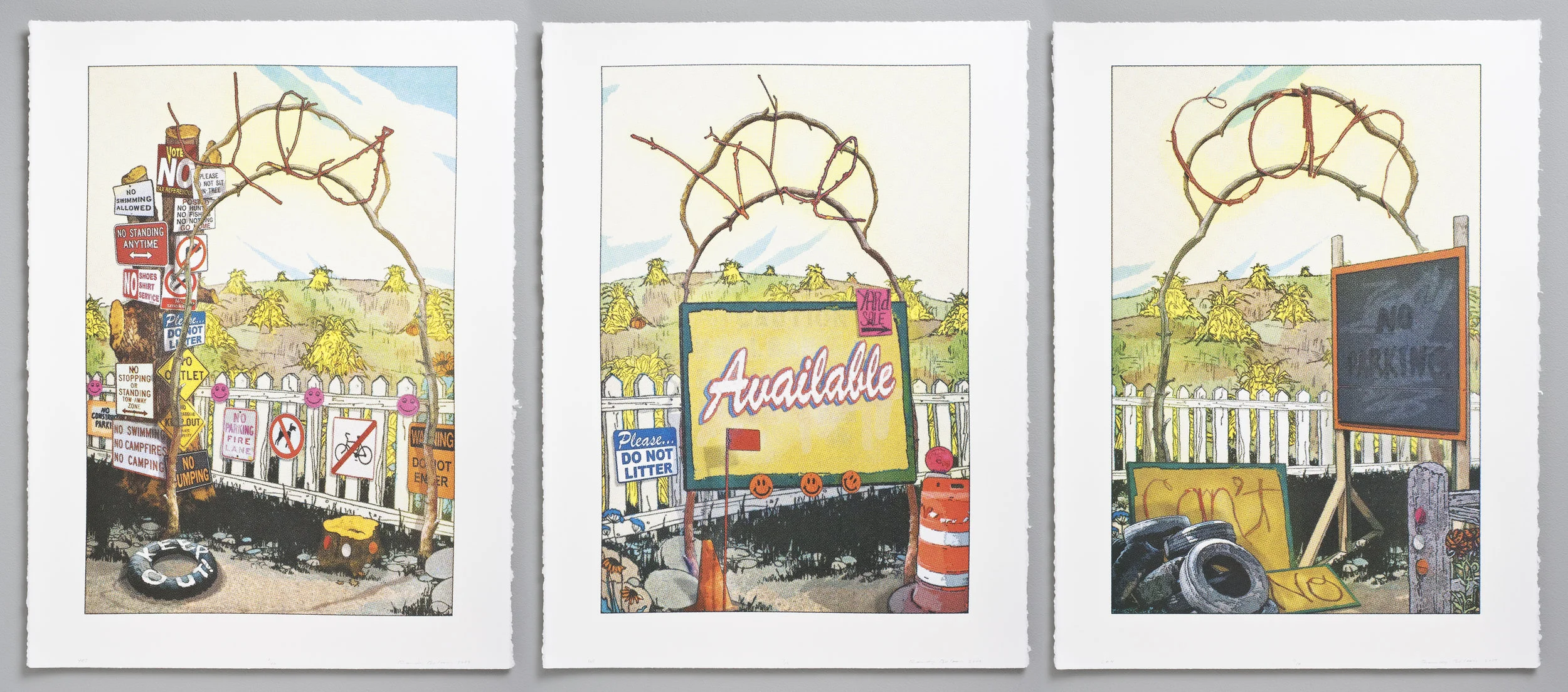 Yes, We, Can 2009, screenprint, 30” x 66” triptych, ed: 10, $3600.*