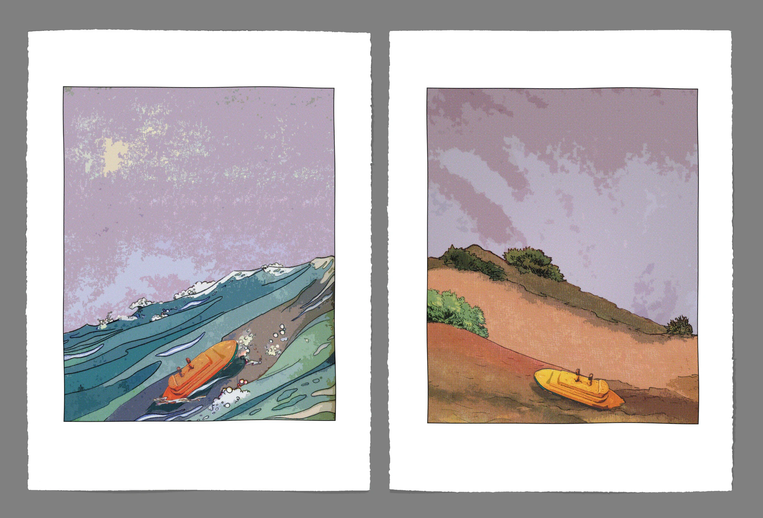 Adrift, Aground 2008, screenprint, 30” x 44” diptych, ed: 9, $2400.*