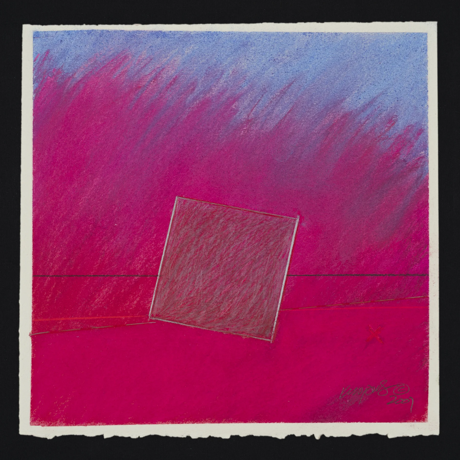 Drawing Series #9, Red X 2007, pastel on paper, 11" x 11”, SOLD