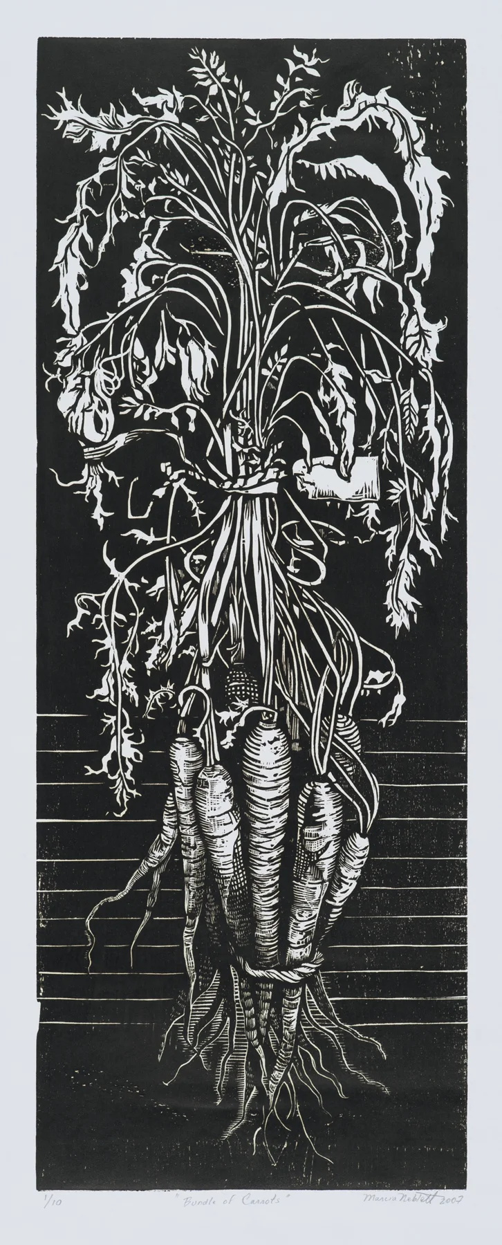 Bundle of Carrots 2007, woodcut, 39” x 19”, ed: 10, $500.*