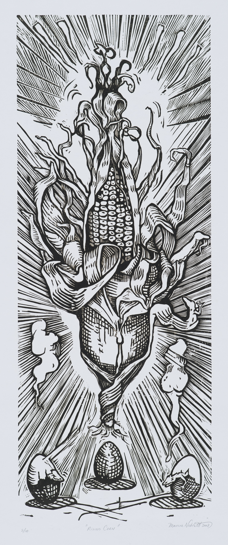 Rising Corn 2007, woodcut, 39” x 19.25”, ed: 10, $500.*
