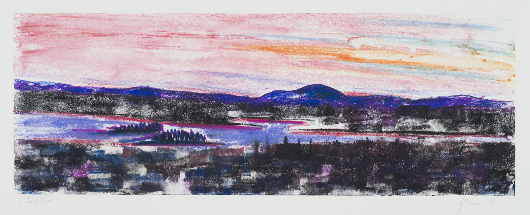 Nightbird 2002, monotype, 20.375" x 41.875”, $900.*
