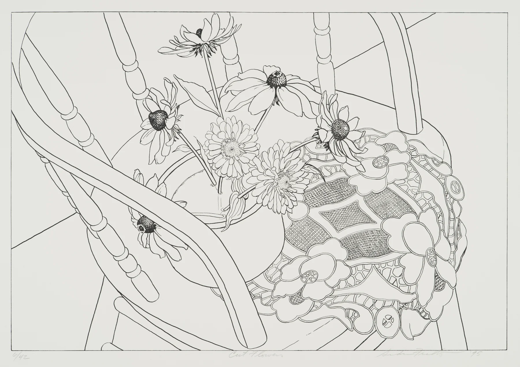 Cut Flowers 1995, 1-color screenprint, sh: 21.75"x 29.75", ed: 42. $750.