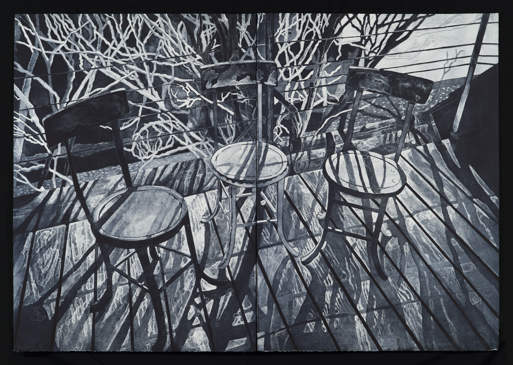 Roofdeck 1994, intaglio, 41" x 59" diptych, ed: 20, $1400.*