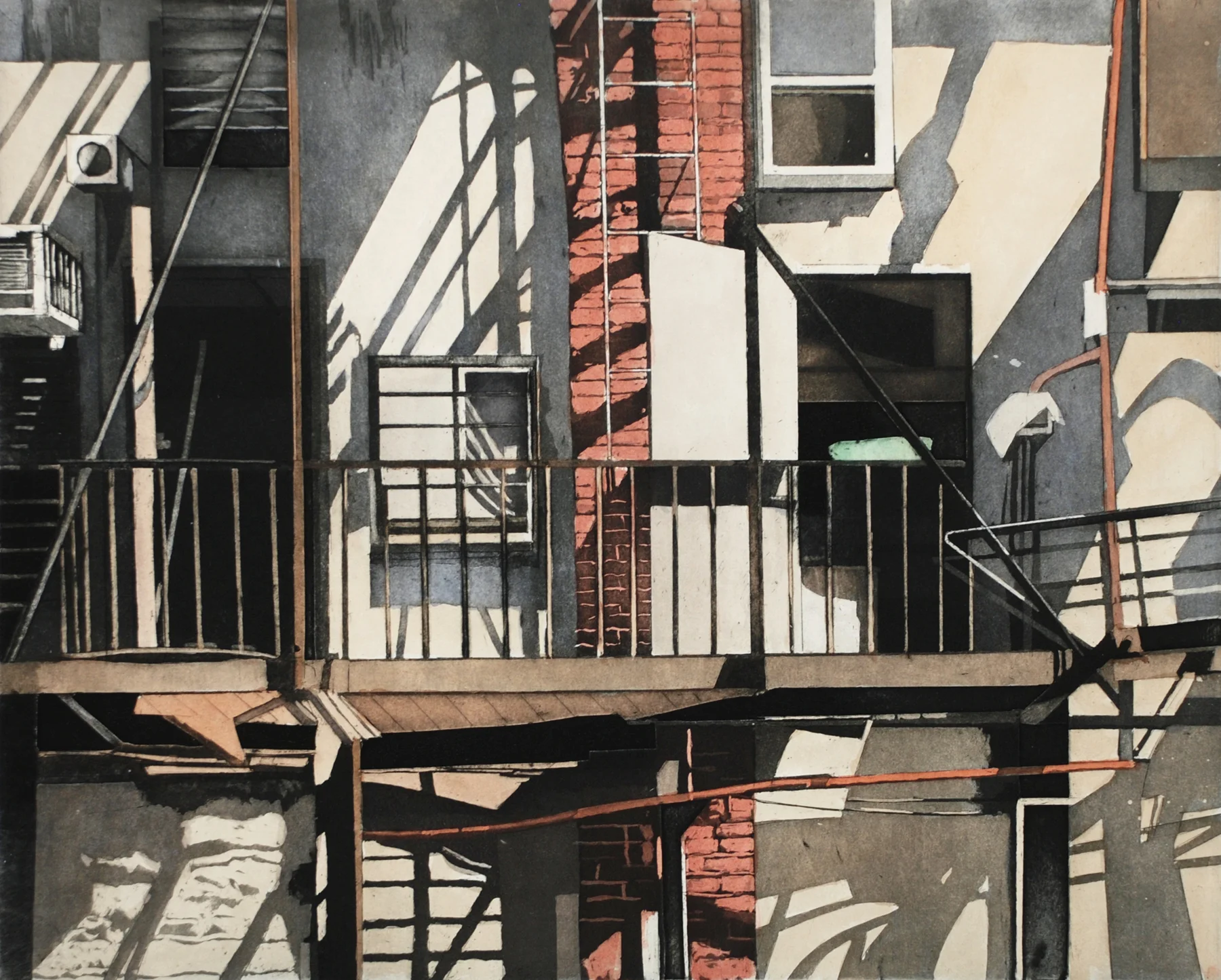 Raking Light 2009, wc/aquatint, 20" x 26", ed: 15, $1000.*