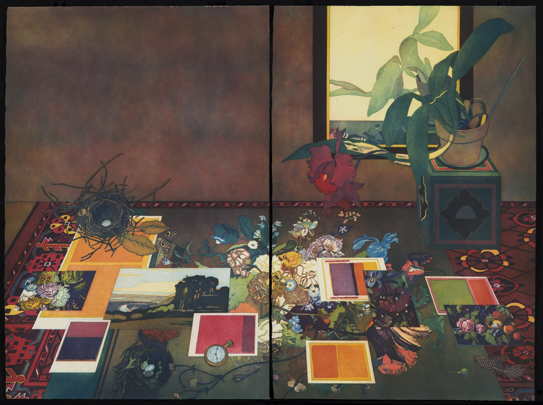 Unto a Purple Wood 1994, aquatint, 35.25" x 47.25" diptych, ed: 150, $3000.*