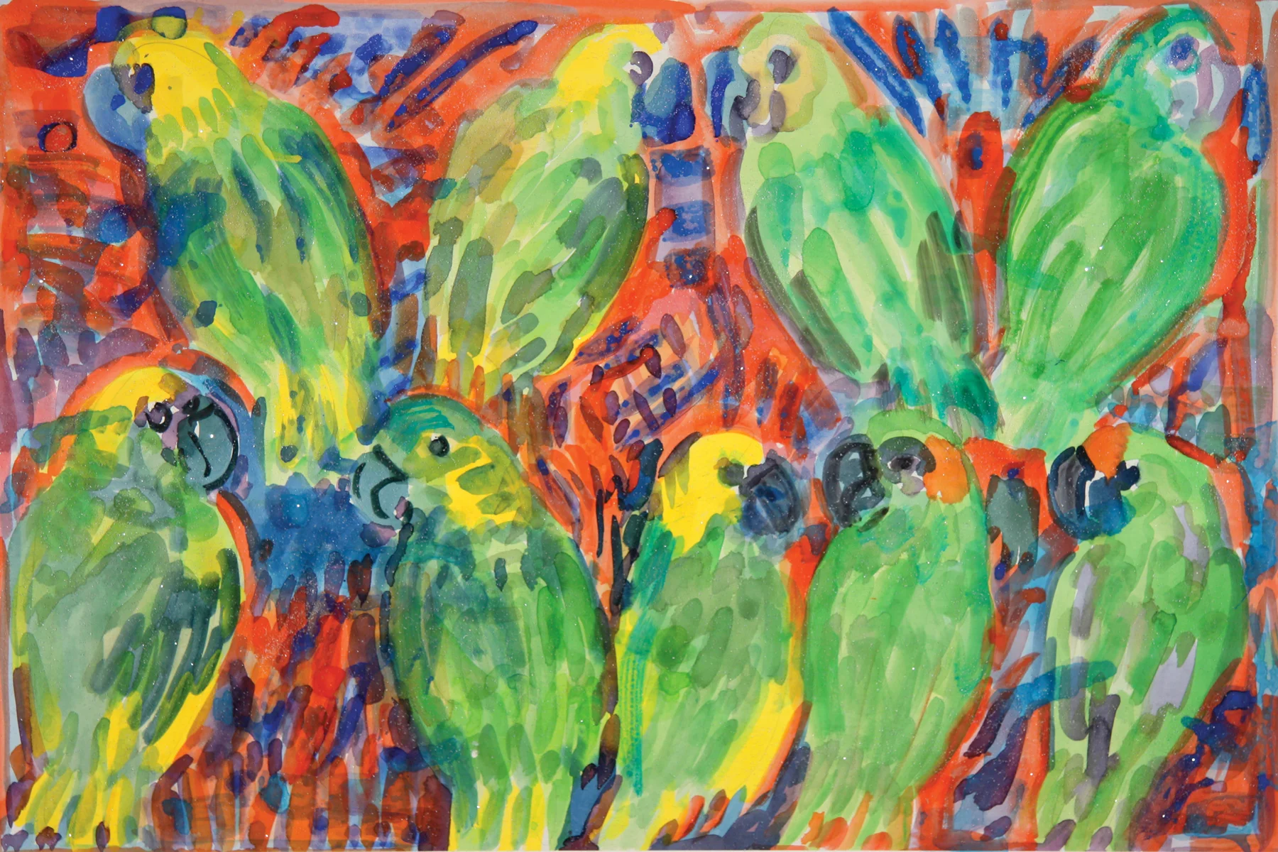 Amazons-A 2013, monoprint/hand painted pigment print with Diamond Dust, 28.5" x 41", $3500. 
