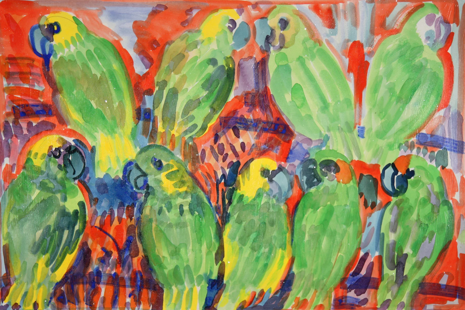 Amazons-B 2013, monoprint/hand painted pigment print with Diamond Dust, 28.5" x 41", $3500. 