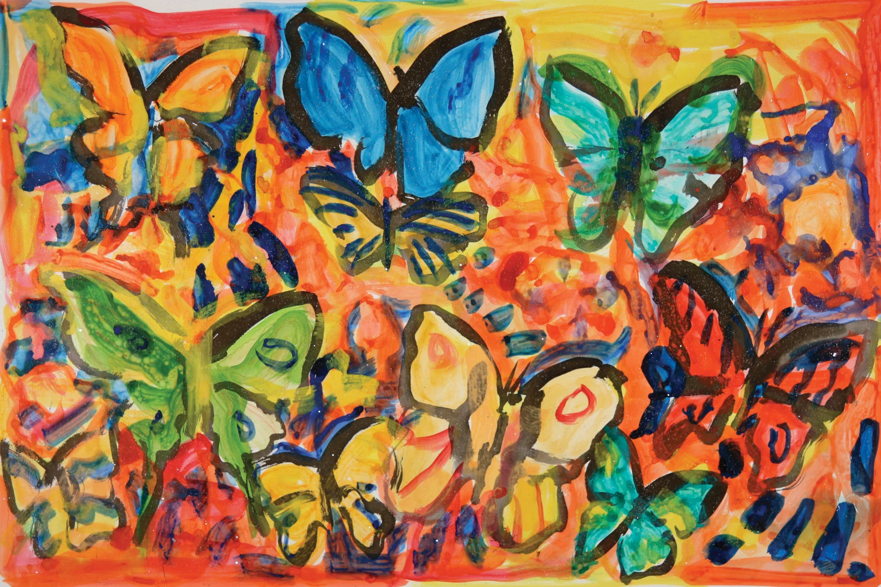 Bird Wing-A 2013, monoprint/hand painted pigment print with Diamond Dust, 28.5" x 41", $3500.