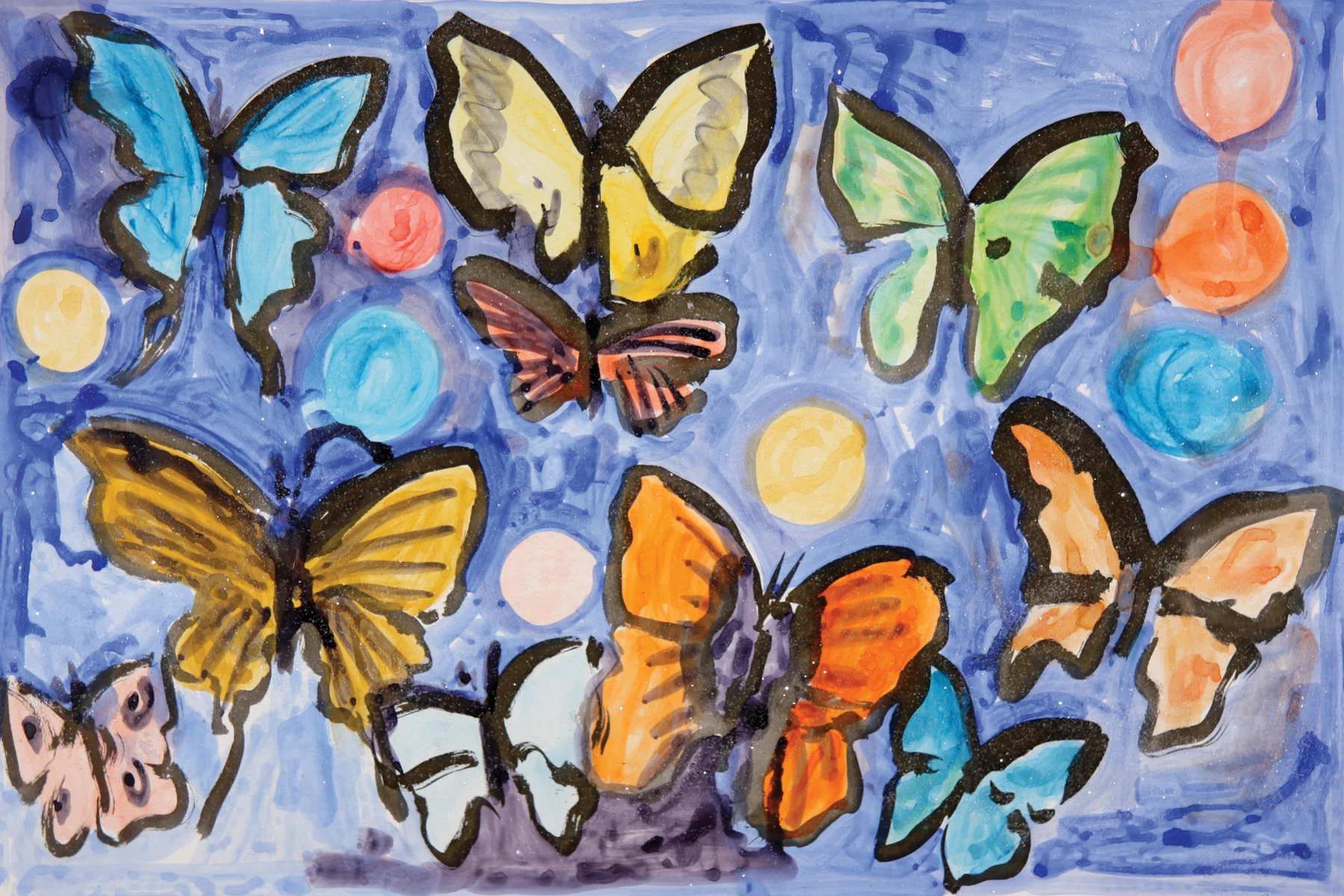 Bird Wing-C 2013, monoprint/hand painted pigment print with Diamond Dust, 28.5" x 41", SOLD