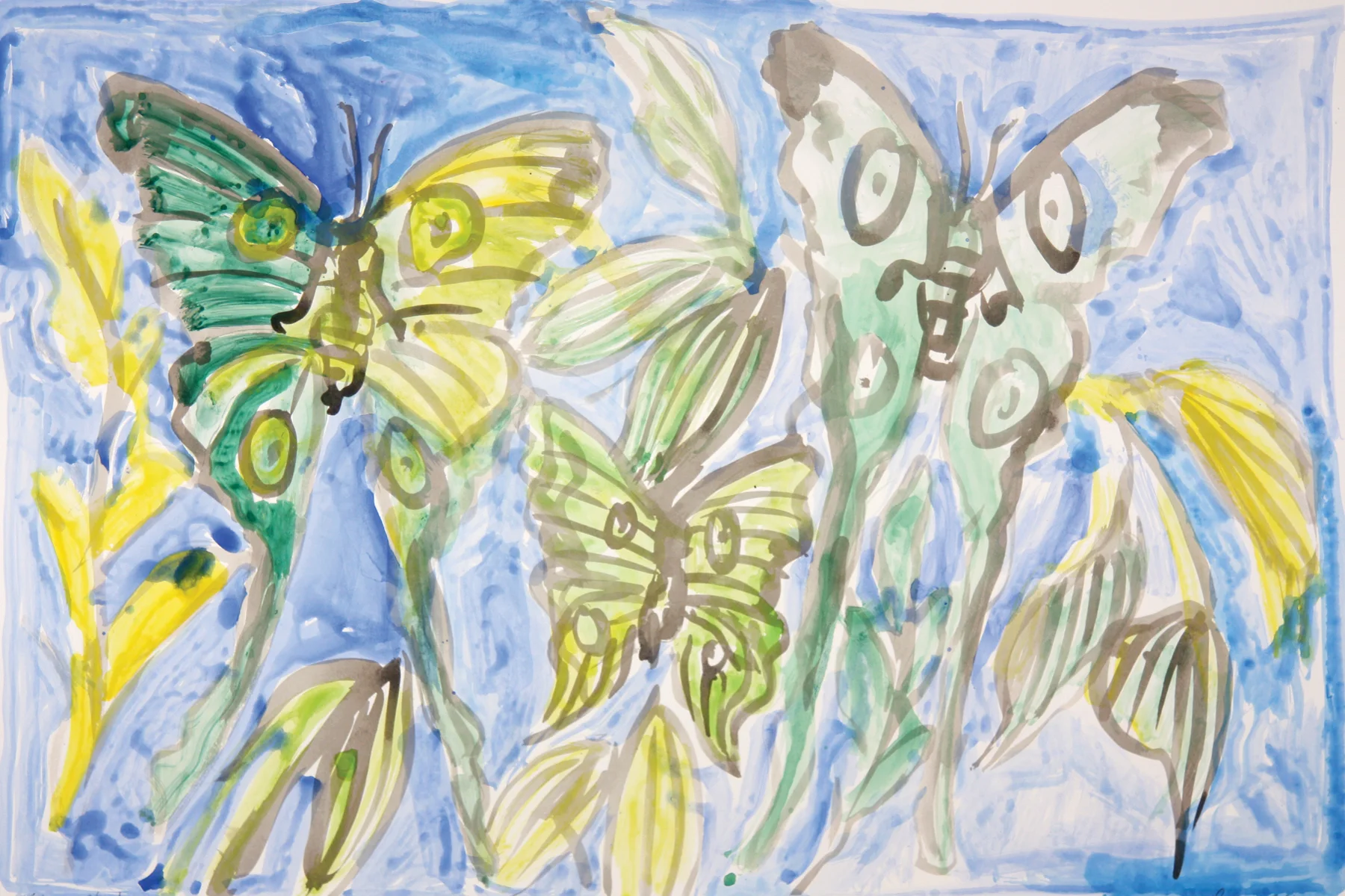 Lunas Study-B 2012, monoprint/hand painted pigment print, 28.5" x 41", $2500.