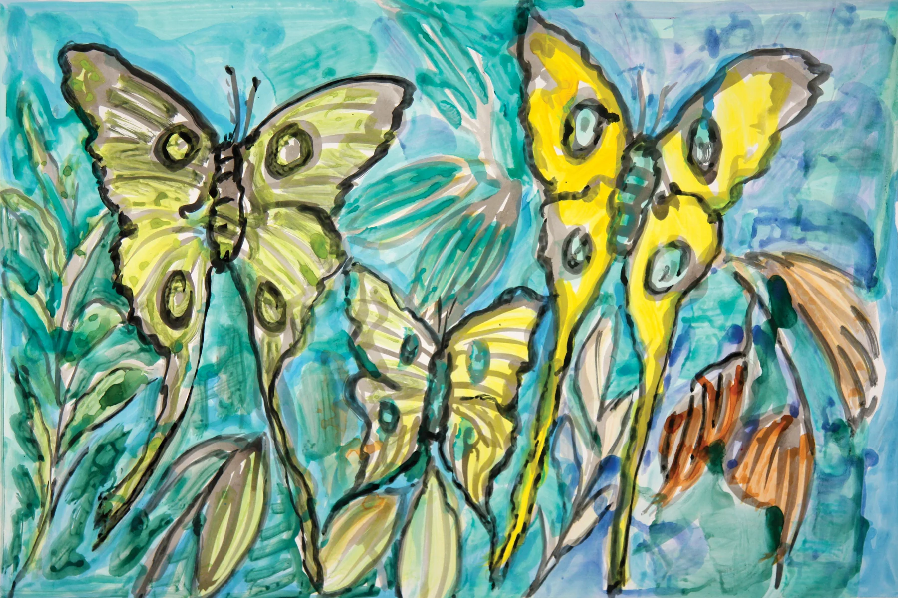 Lunas Study-A 2012, monoprint/hand painted pigment print, 28.5" x 41", SOLD