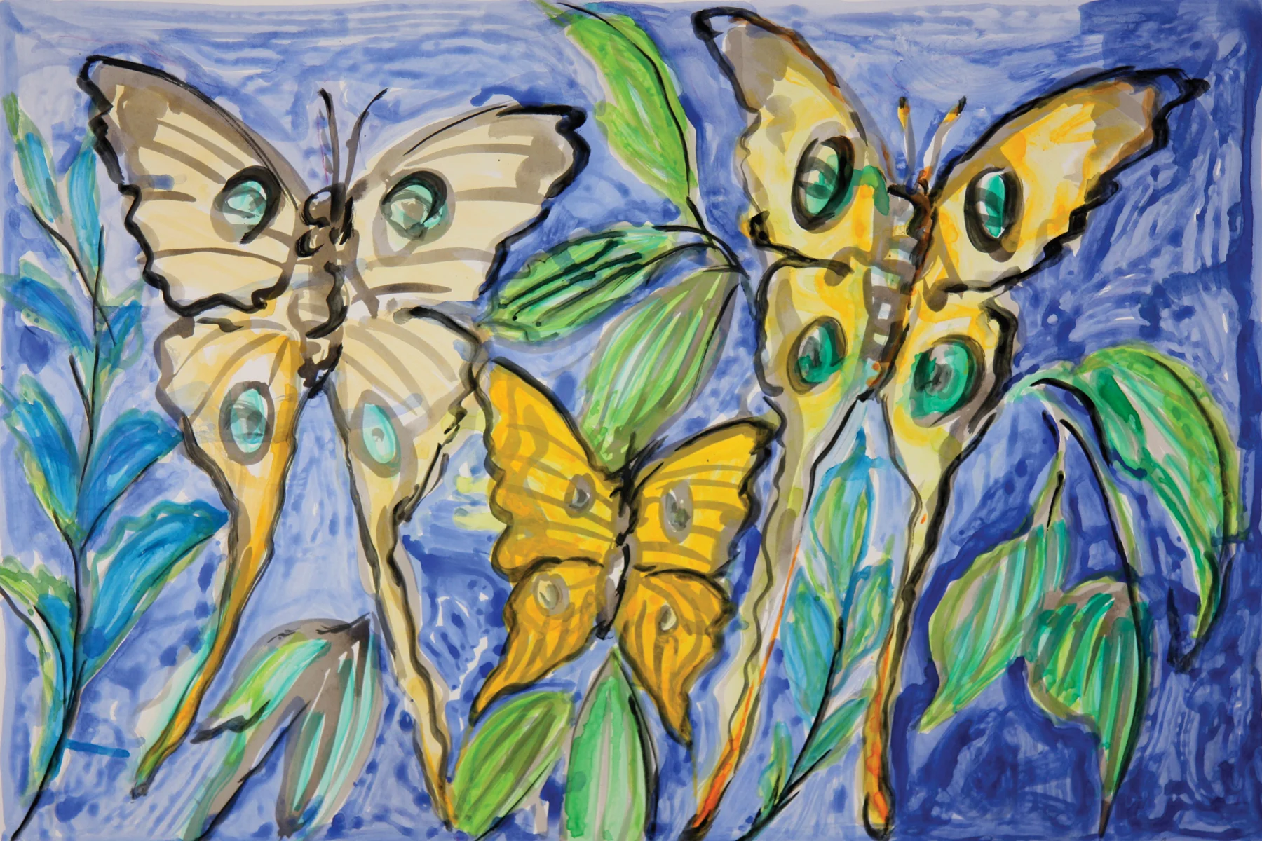 Lunas Study-E 2012, monoprint/hand painted pigment print, 28.5" x 41", $2500.