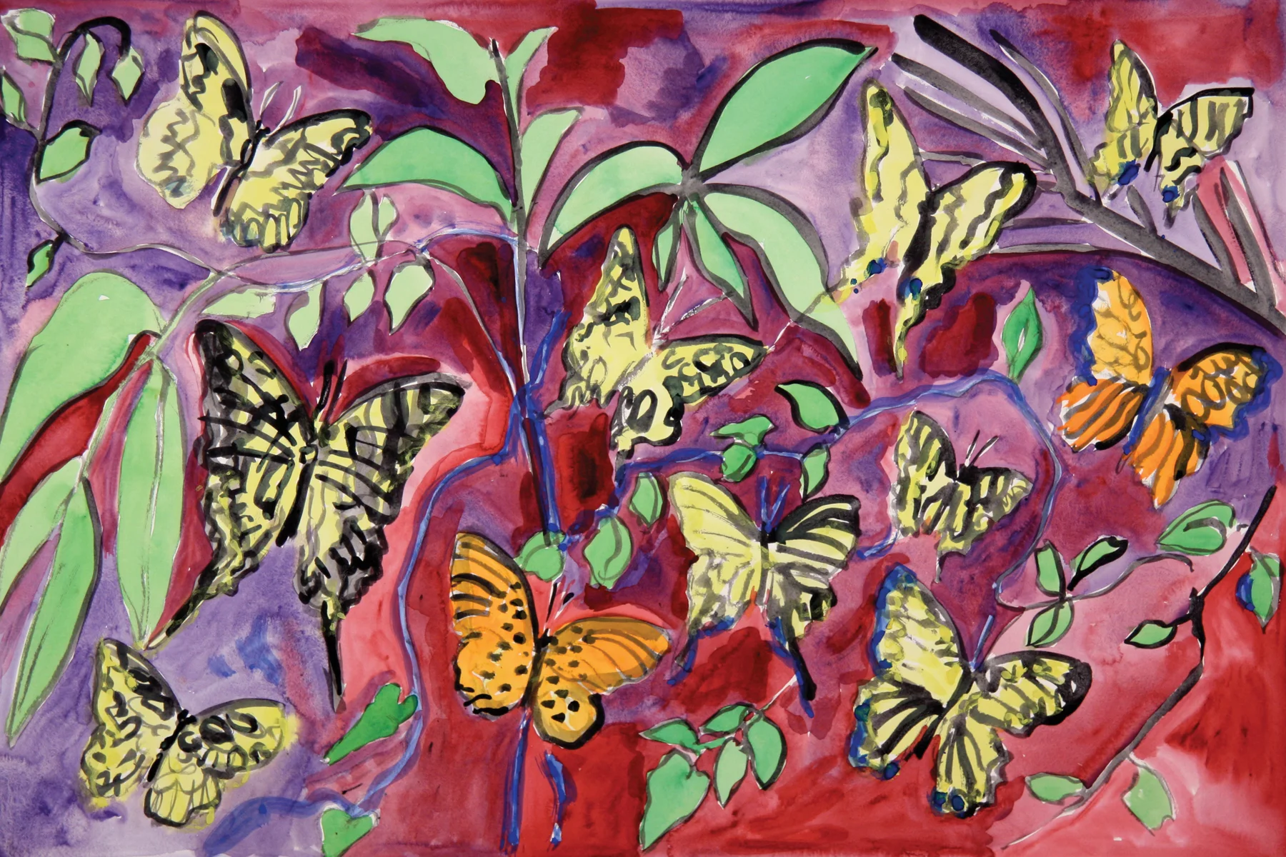Fratillery-A 2012, monoprint/hand painted pigment print, 28.5" x 41", $2500.