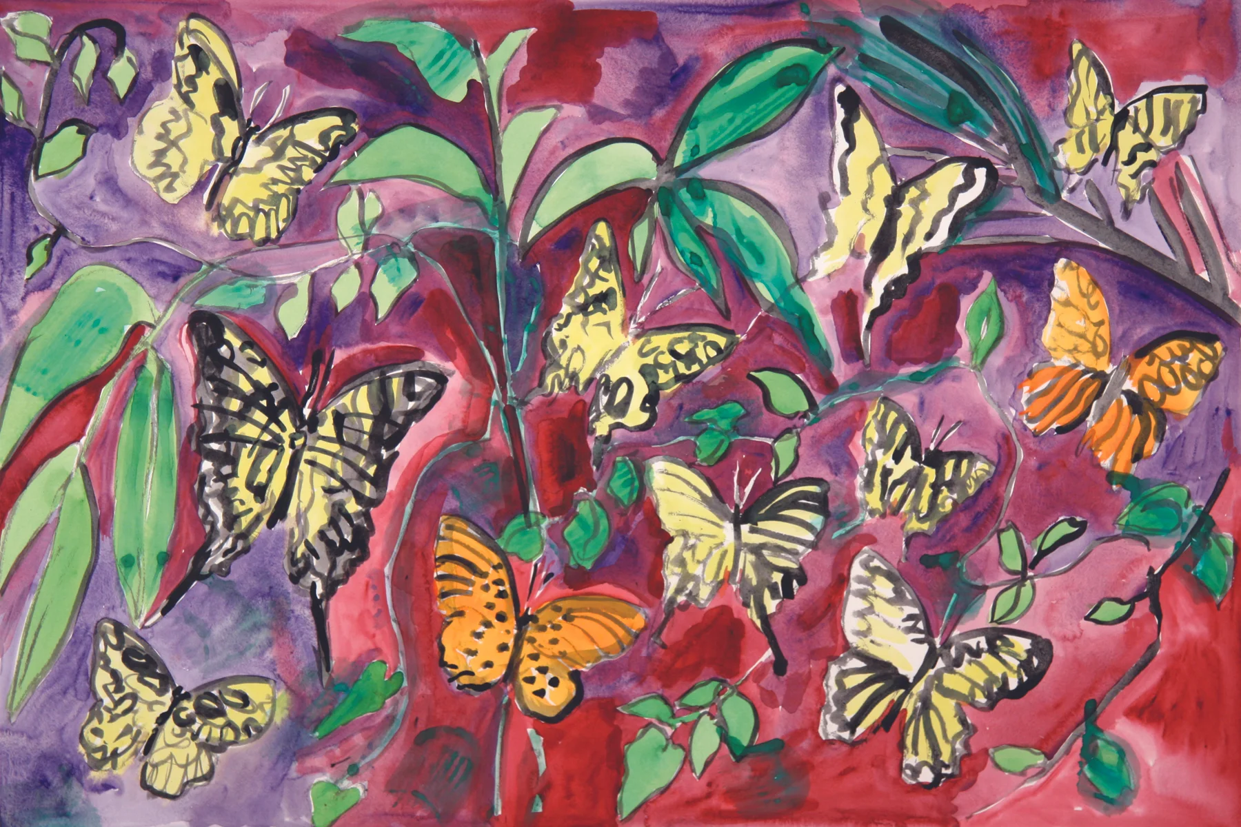Fratillery-D 2012, monoprint/hand painted pigment print, 28.5" x 41", $2500.