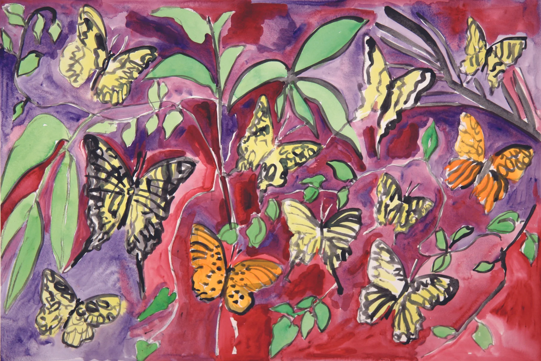 Fratillery-E 2012, monoprint/hand painted pigment print, 28.5" x 41", $2500.