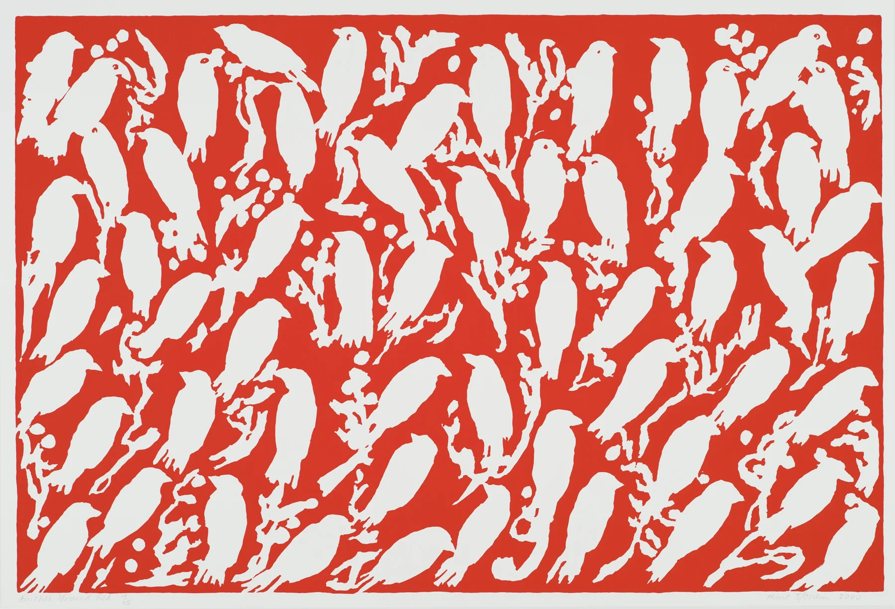 Finches Ground Red 2000, 1-c screenprint, 28.5" x 41", ed: 25, $1200.