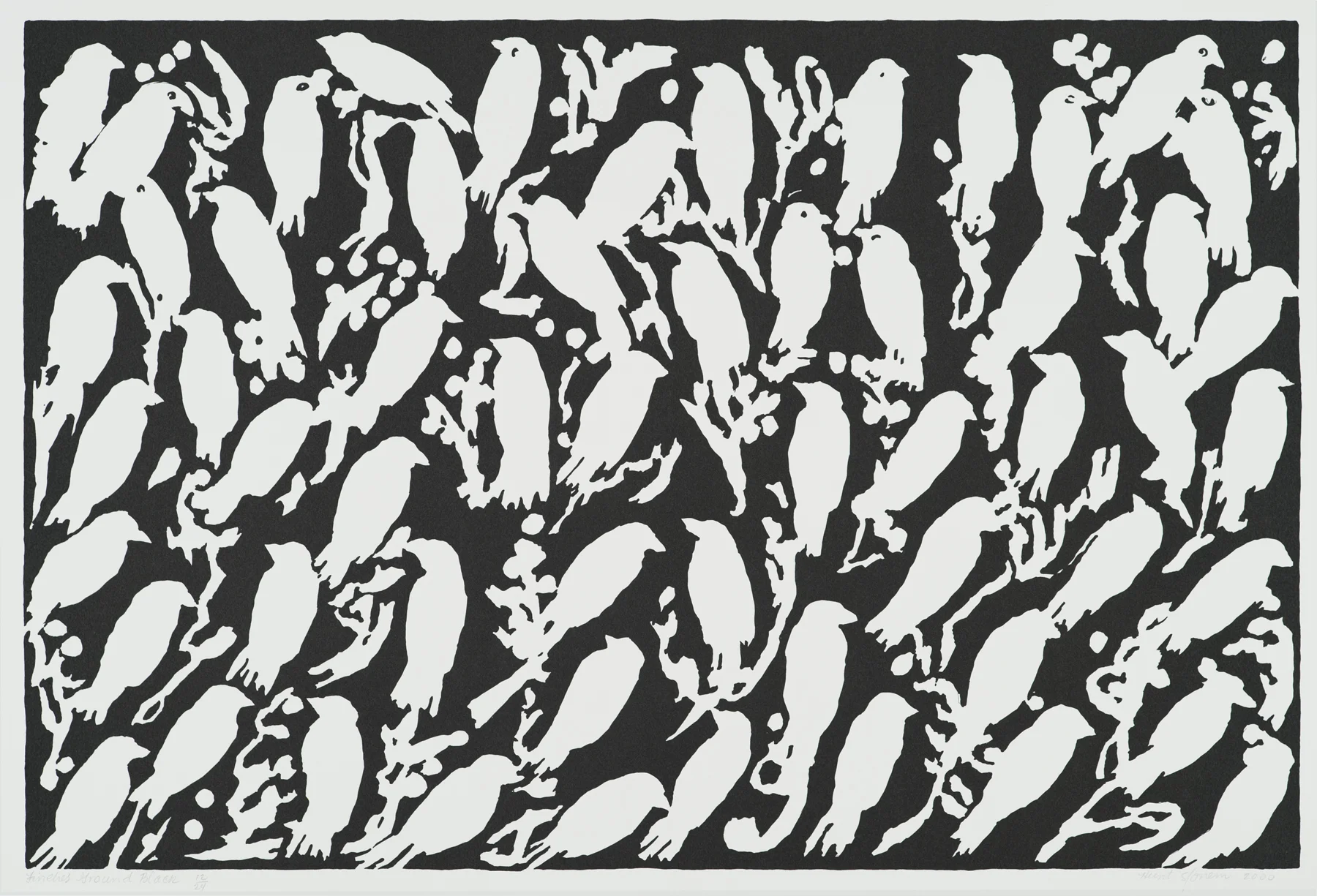 Finches Ground Black 2000, 1-c screenprint, 28.5" x 41", ed: 24, $1200.