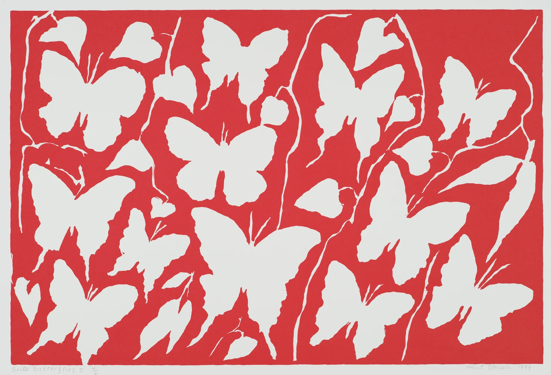 Suite Butterflies 5 1999, 1-c screenprint, 28.5" x 41", ed: 6, $1800. (rare)