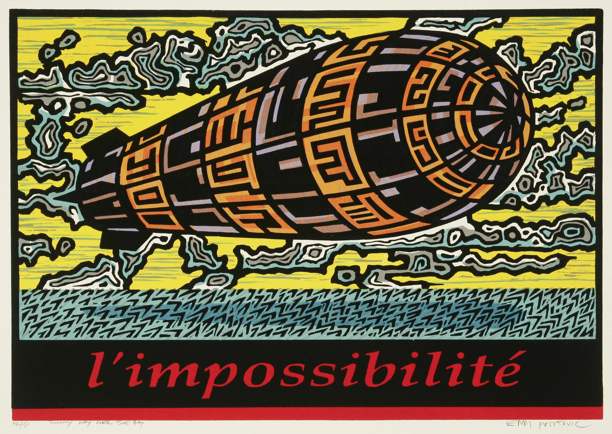    Sunny Day Over The Bay (l'impossibilité)   2007, woodcut, 22” x 30”, ed: 50, $1200.* 