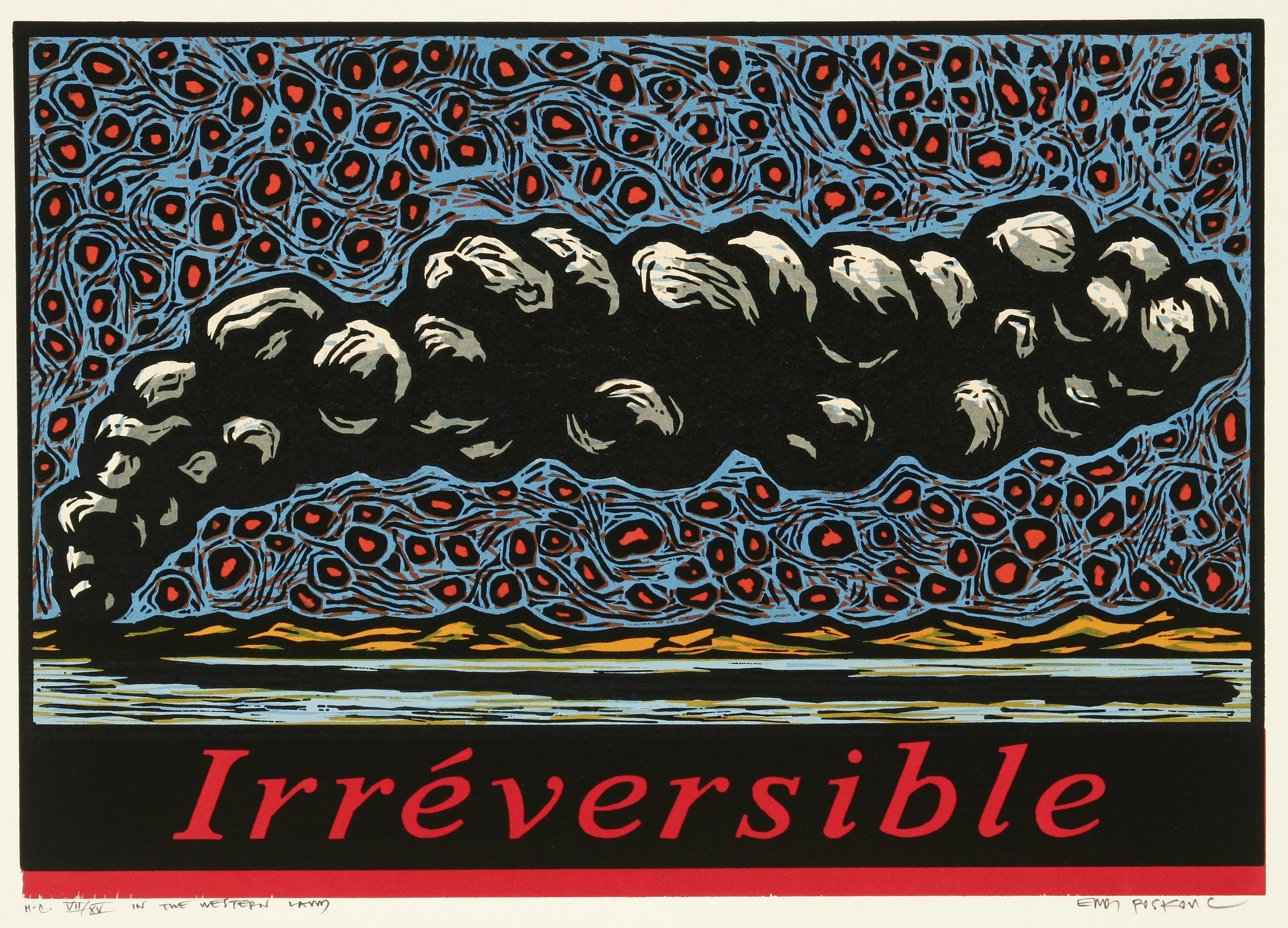    In The Western Land (Irréversible)   2005,&nbsp;woodcut, 22" x 30”, ed: II/XV, $1000.* 