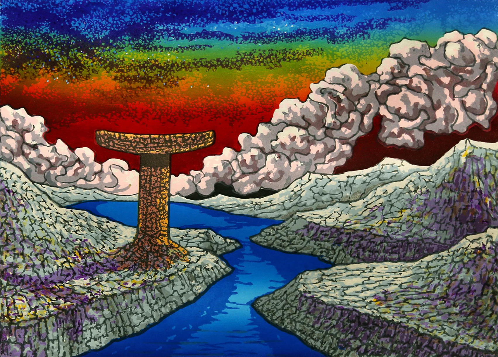 Winter Landscape with a Monument 2015, woodcut, 20.25” x 25”, ed: 15, $800.*